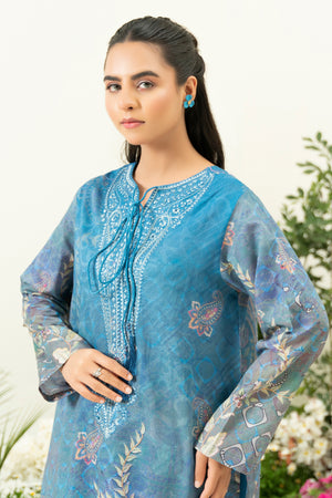 2 Piece Iris Blue Unstitched Embroidered Lawn - (Vol-39/14)2P-S-25-D9 - SAFANOOR
