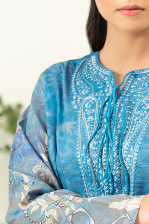2 Piece Iris Blue Unstitched Embroidered Lawn - (Vol-39/14)2P-S-25-D9 - SAFANOOR
