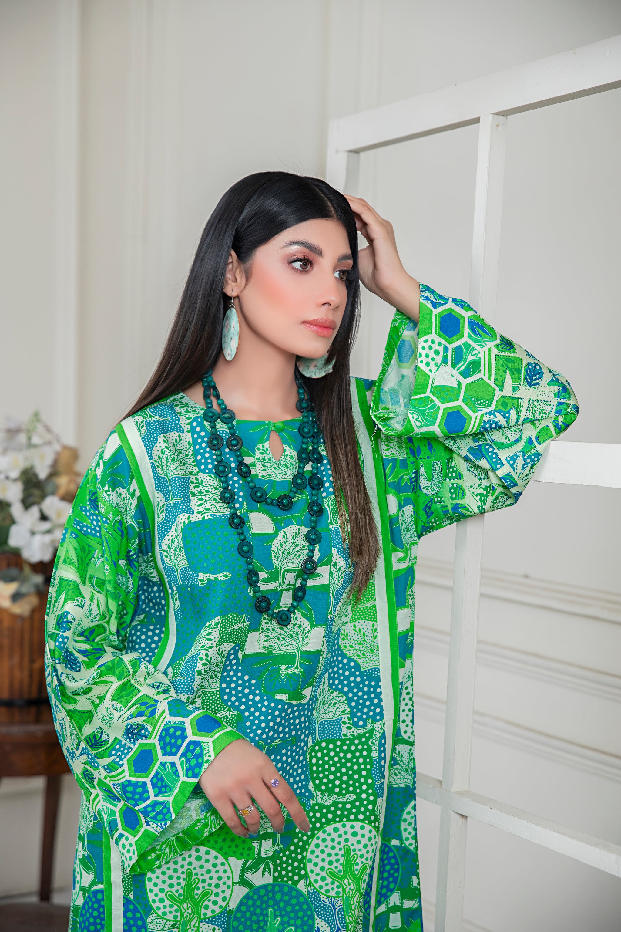 2 Piece Kelly Green Slub Linen Unstitched - (Vol-19/03)2P-W-23-D-6 - SAFANOOR