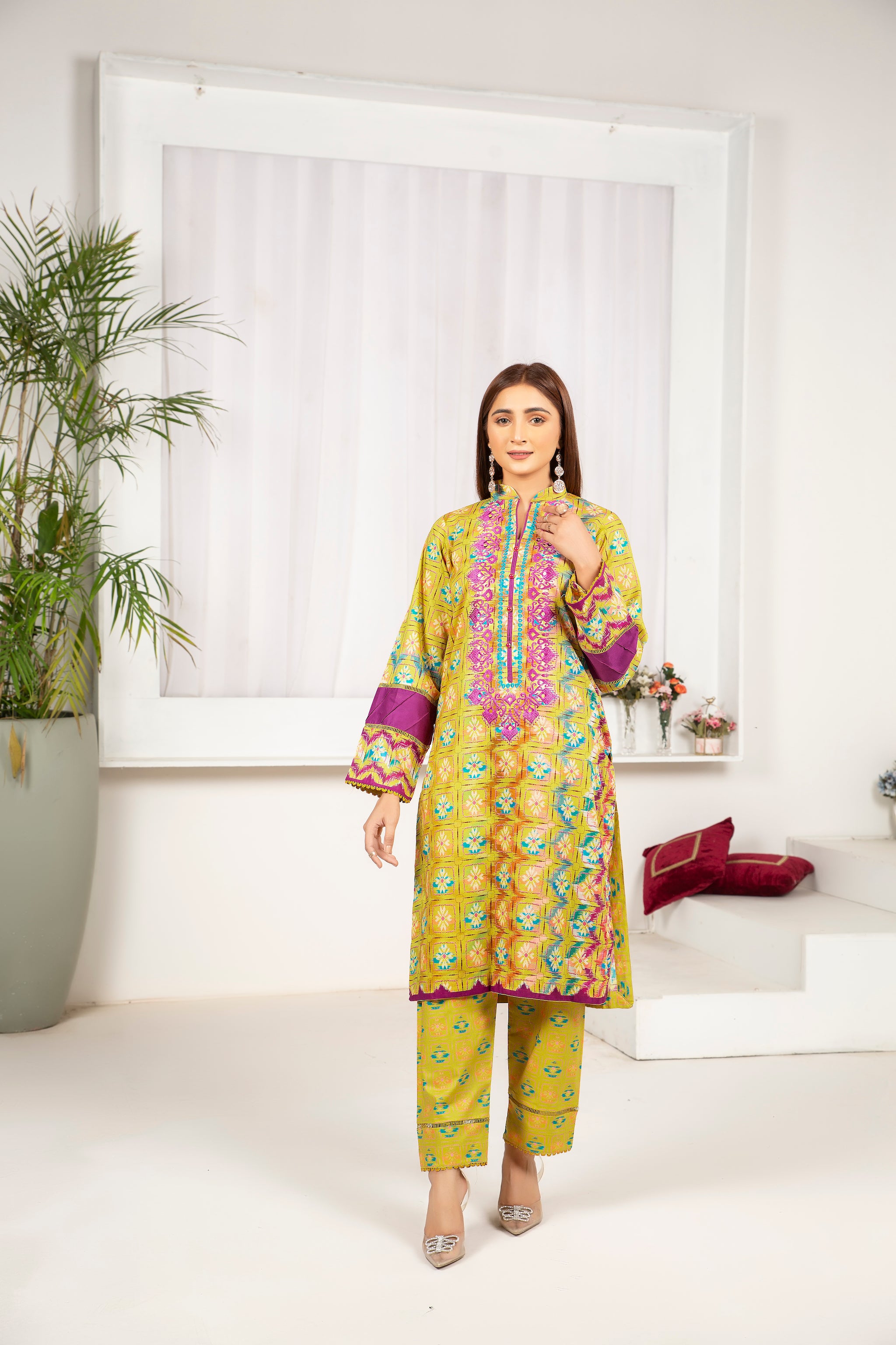 2 Piece Lemon Unstitched Digital Printed Lawn - (Vol-24/09)2P-S-24-D-3 - SAFANOOR