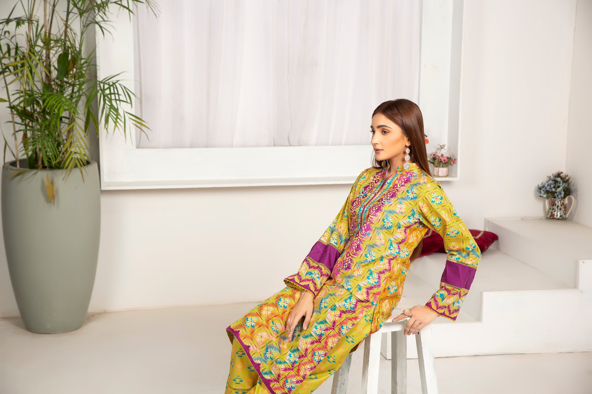 2 Piece Lemon Unstitched Digital Printed Lawn - (Vol-24/09)2P-S-24-D-3 - SAFANOOR