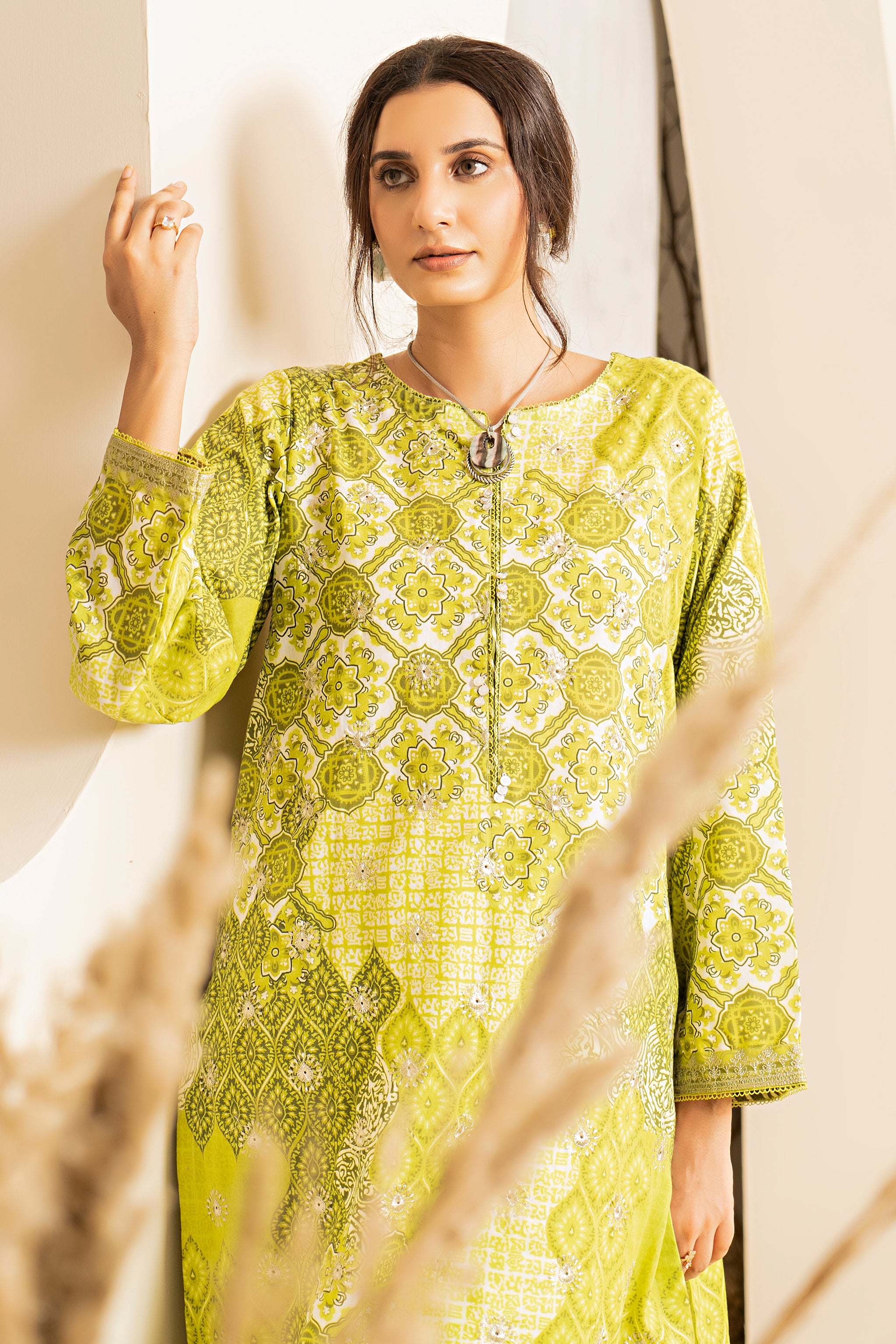 2 Piece Light Green Embroidered Cotton Unstitched - (Vol-27/01)2P-W-24-D-3 - SAFANOOR
