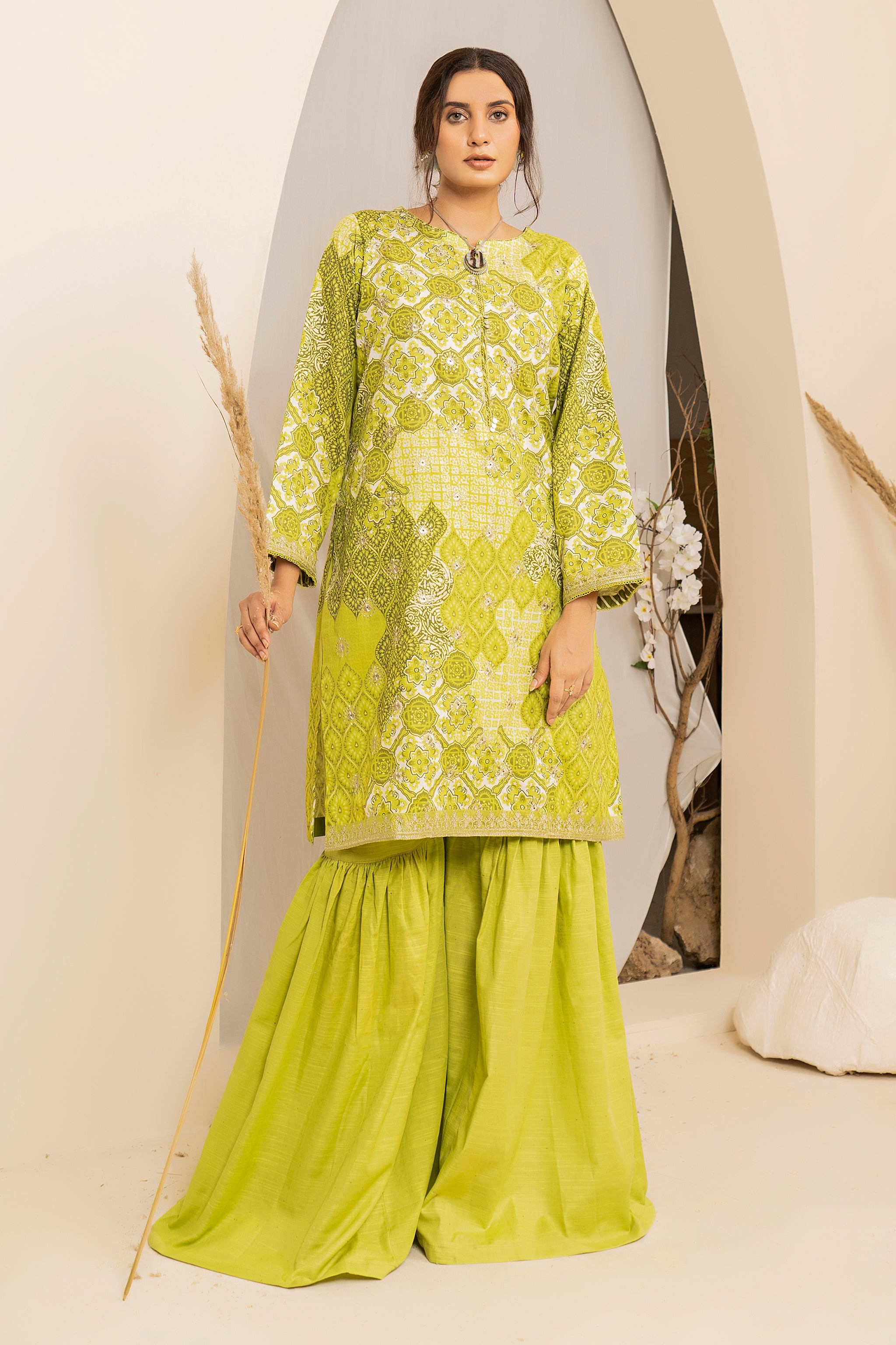 2 Piece Light Green Embroidered Cotton Unstitched - (Vol-27/01)2P-W-24-D-3 - SAFANOOR