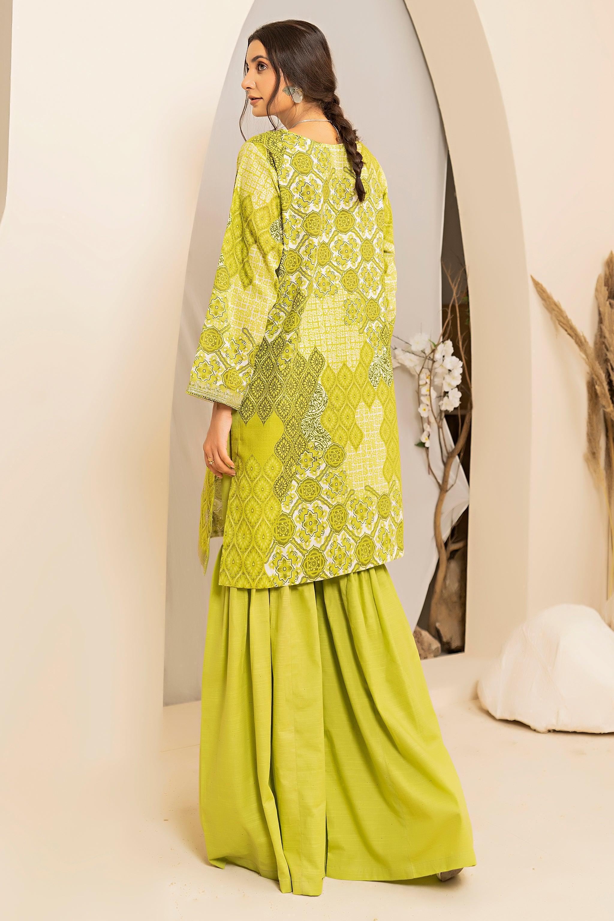 2 Piece Olive Embroidered Cotton Unstitched - SafaNoor