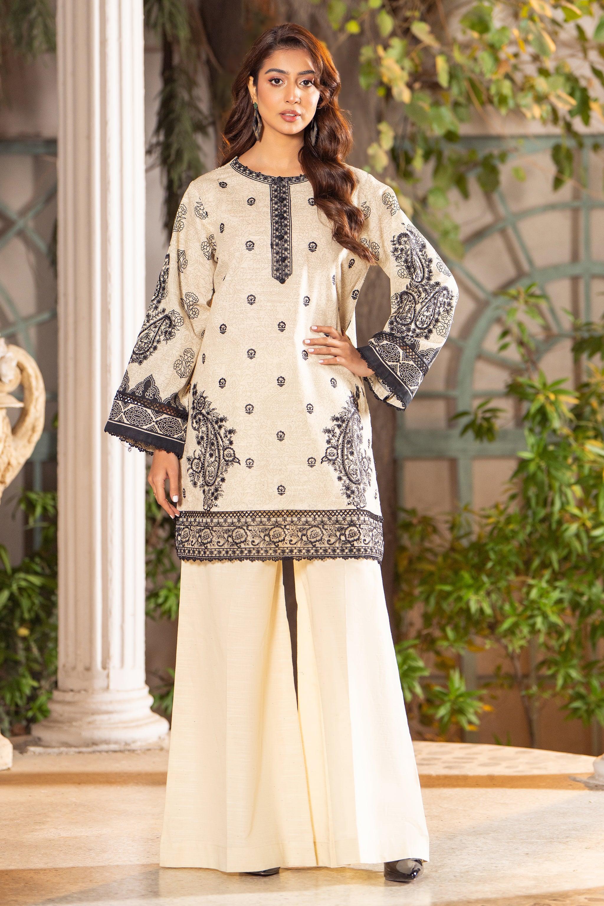 2 Piece Off White Unstitched Naps Khaddar - SafaNoor