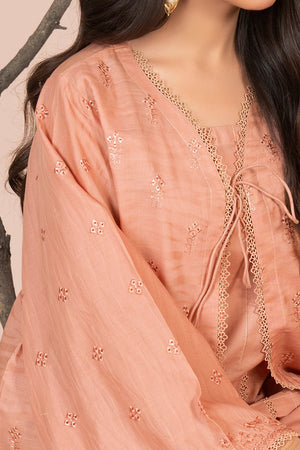 2 Piece Peach Unstitched Embroidered Lawn - (Vol-40/04)2P-S-25-D-1