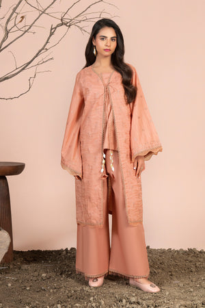 2 Piece Peach Unstitched Embroidered Lawn - (Vol-40/04)2P-S-25-D-1