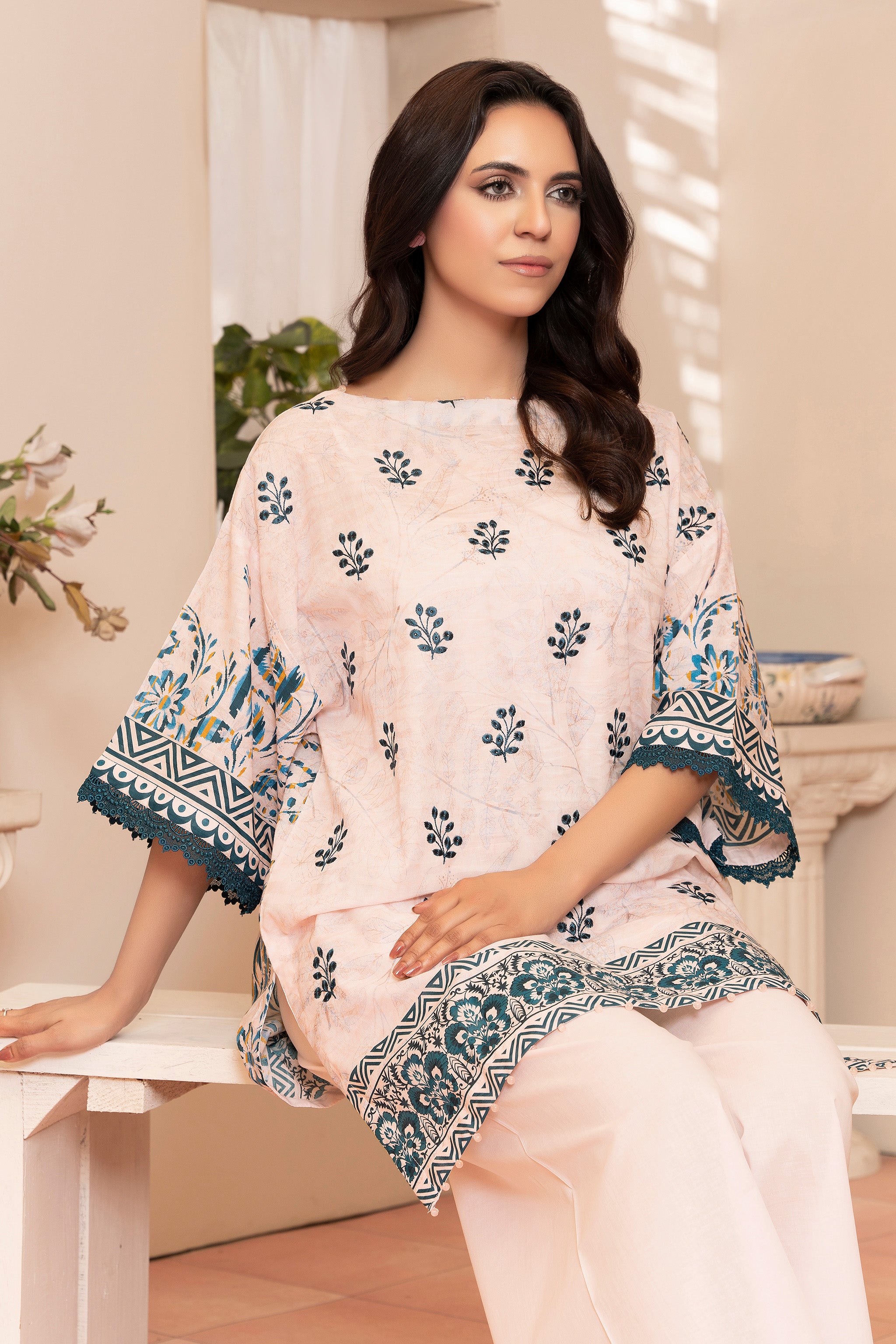 2 Piece Peach Unstitched Embroidered Lawn - (Vol-37/06)2P-S-25-D12 - SAFANOOR