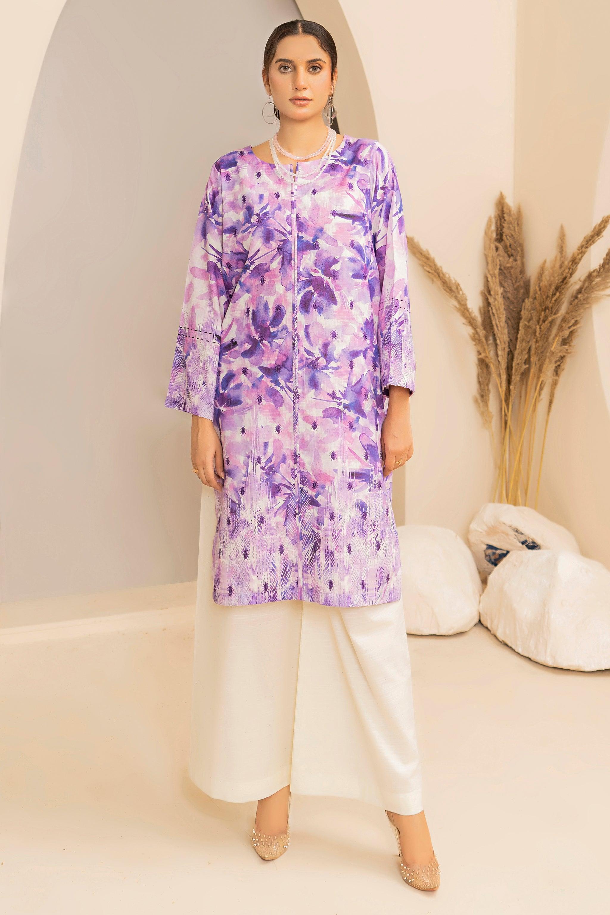 2 Piece Purple Embroidered Cotton Unstitched - SafaNoor