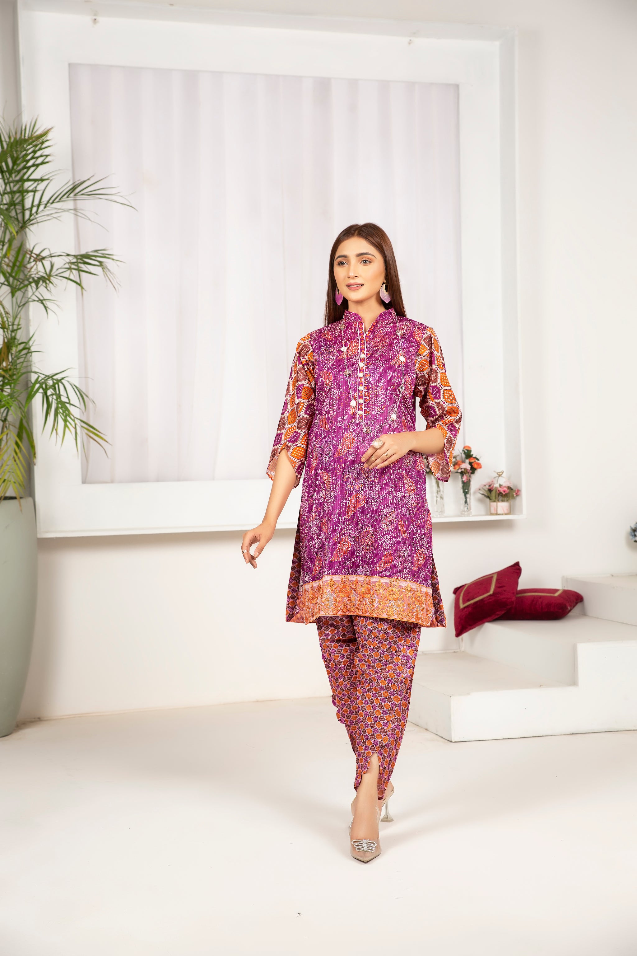 2 Piece Purple Unstitched Digital Printed Lawn - (Vol-24/09)2P-S-24-D-2 - SAFANOOR