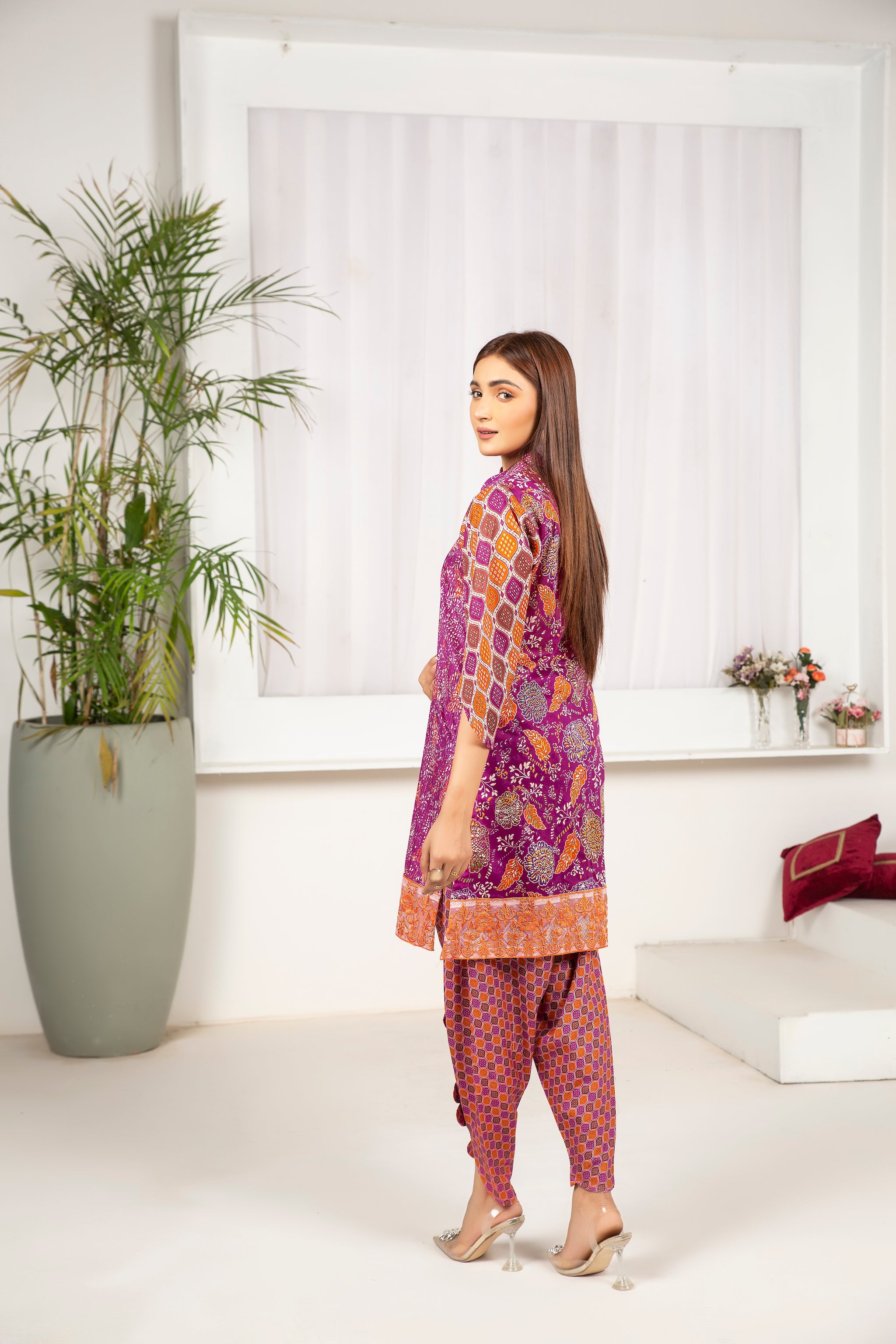 2 Piece Purple Unstitched Digital Printed Lawn - (Vol-24/09)2P-S-24-D-2 - SAFANOOR