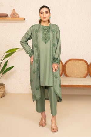 2 Piece Sage Green Unstitched Embroidered Lawn - SafaNoor
