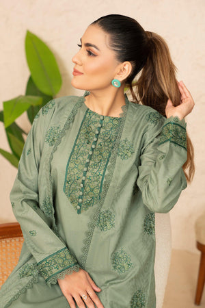 2 Piece Sage Green Unstitched Embroidered Lawn - SafaNoor