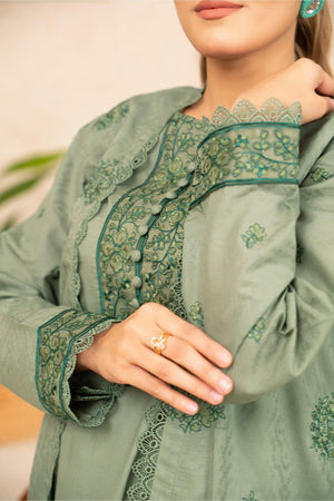 2 Piece Sage Green Unstitched Embroidered Lawn - SafaNoor