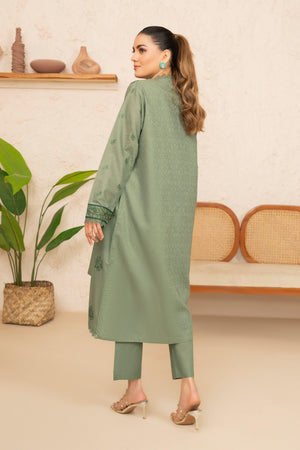 2 Piece Sage Green Unstitched Embroidered Lawn - SafaNoor