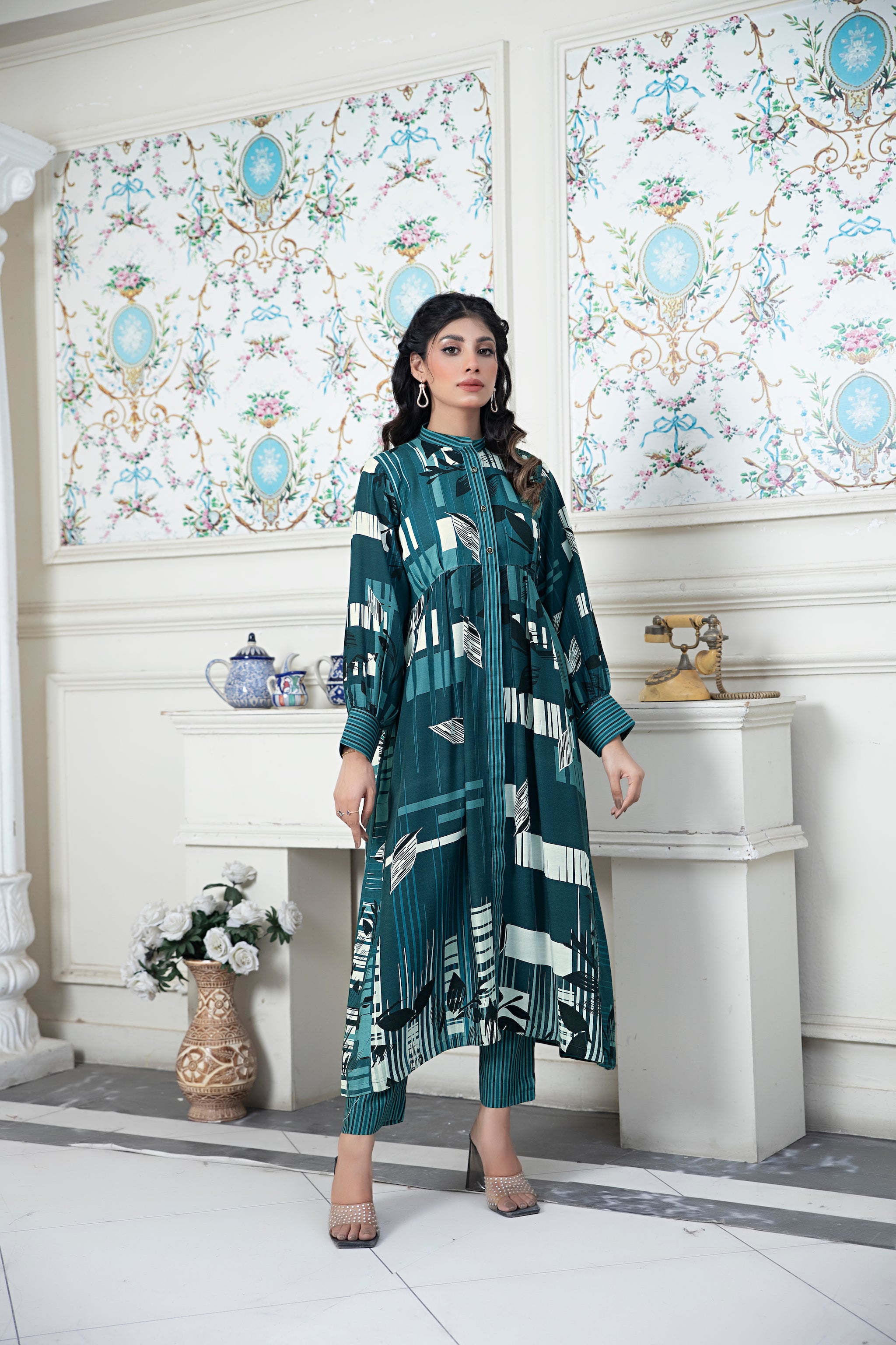 2 Piece Sea Green Slub Linen Unstitched - (Vol-19/03)2P-W-23-D-9 - SAFANOOR