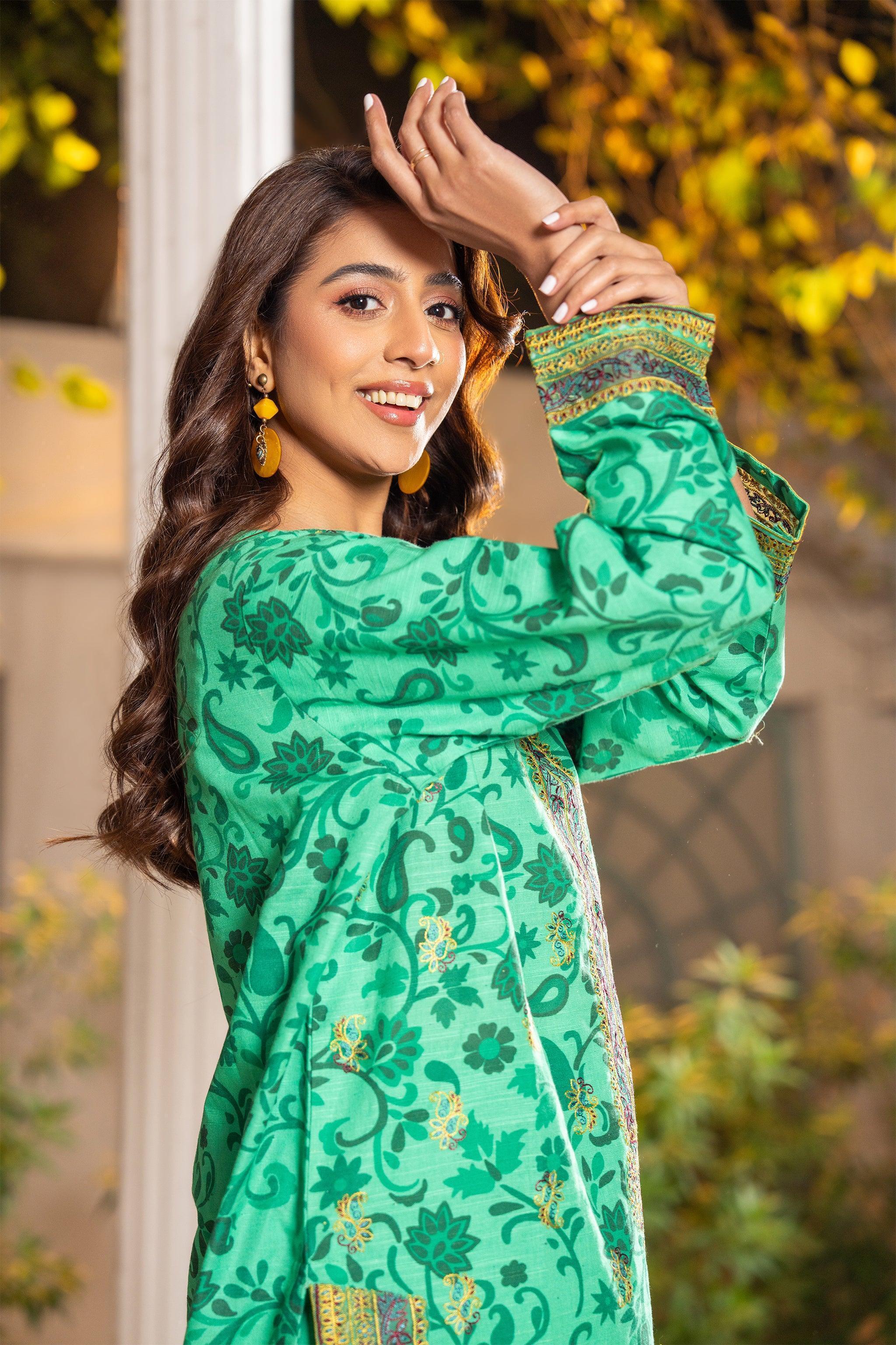 2 Piece Seafoam Unstitched Naps Khaddar - SafaNoor