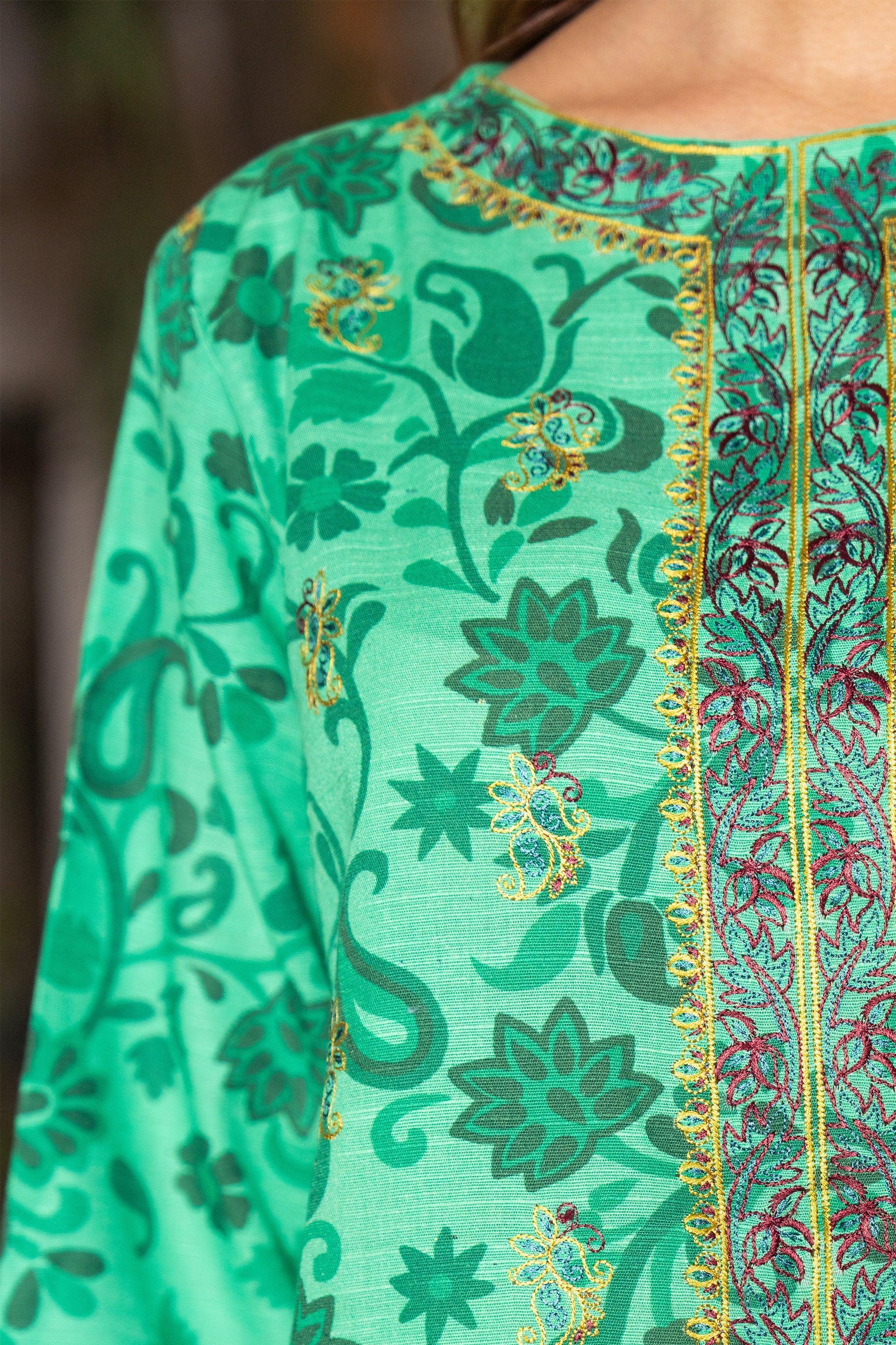 2 Piece Seafoam Unstitched Naps Khaddar - SafaNoor