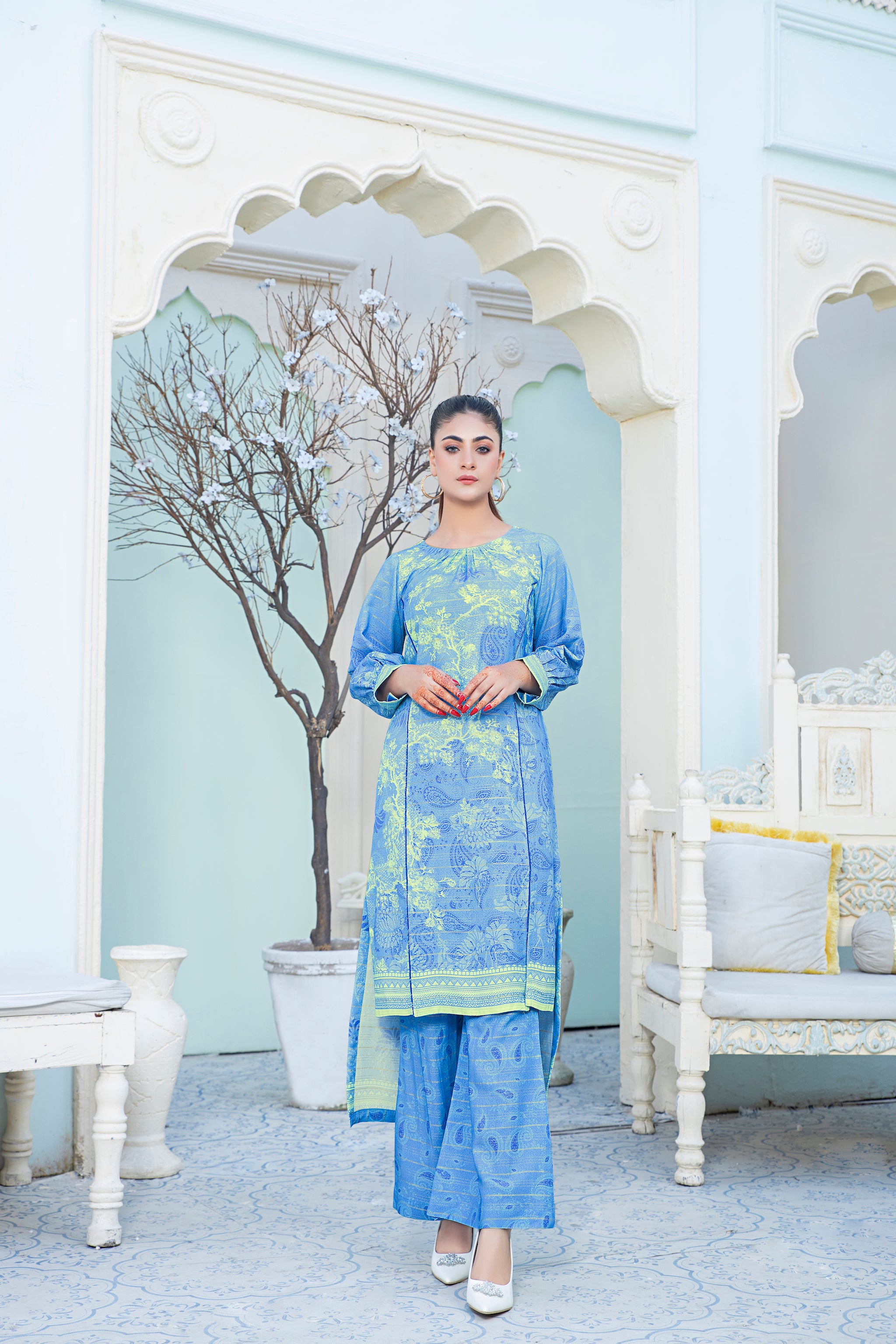 2 Piece Sky Blue Strip Karandi Unstitched - (Vol-20/05)2P-W-23-D10 - SAFANOOR