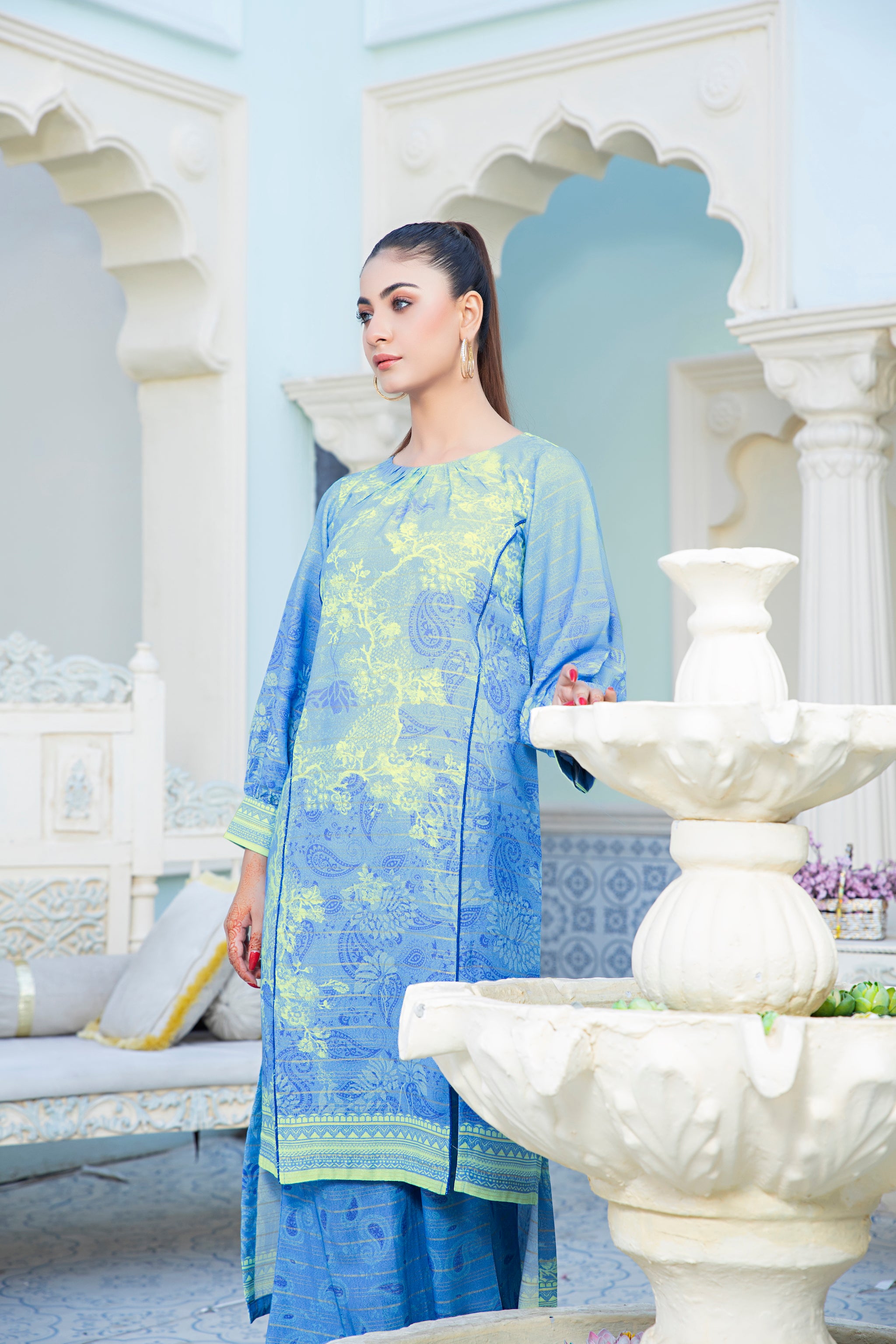 2 Piece Sky Blue Strip Karandi Unstitched - (Vol-20/05)2P-W-23-D10 - SAFANOOR