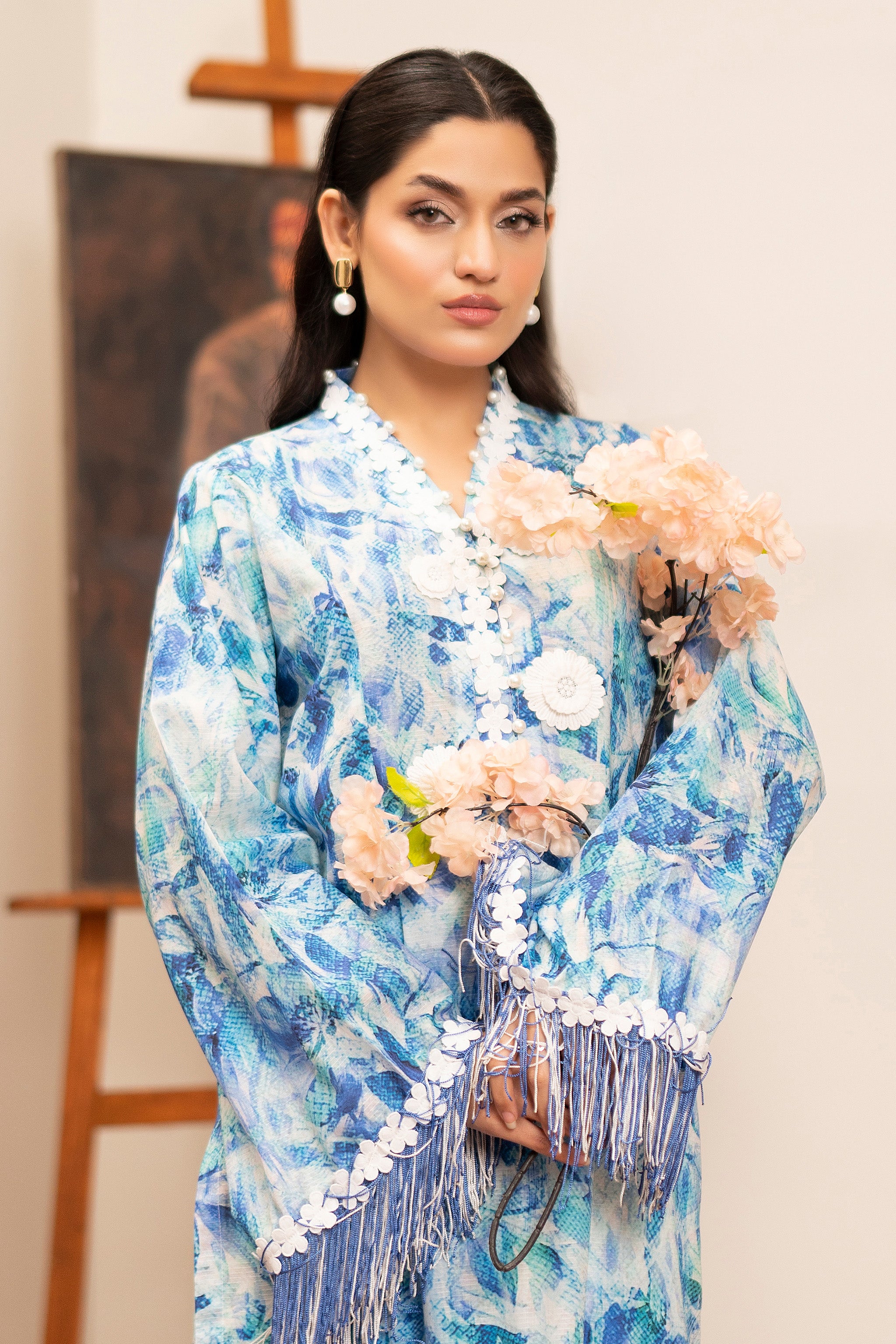2 Piece Sky Blue Unstitched Self Jacquard Lawn Secondary image