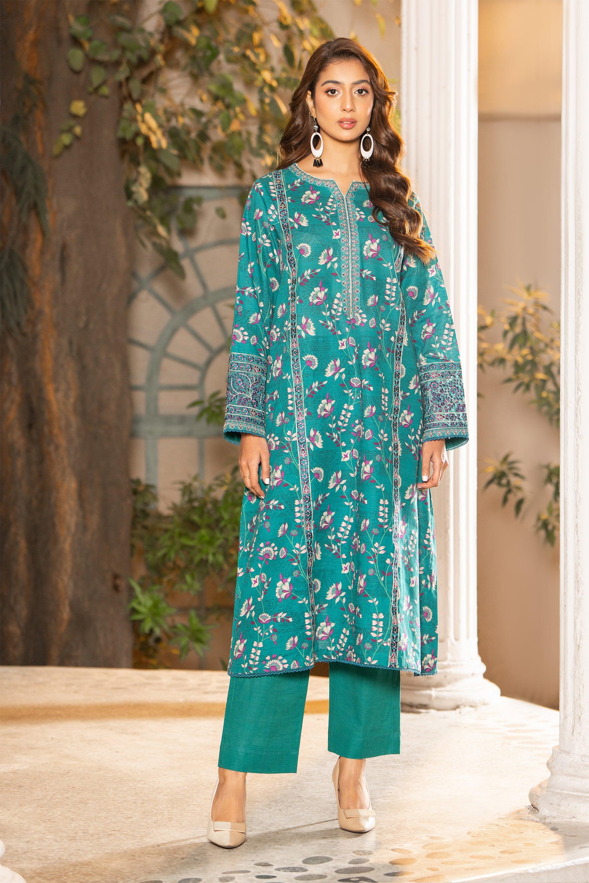 2 Piece Teal Green Unstitched Naps Khaddar - (Vol-31/07/08)2P-W-24-D1 - SAFANOOR