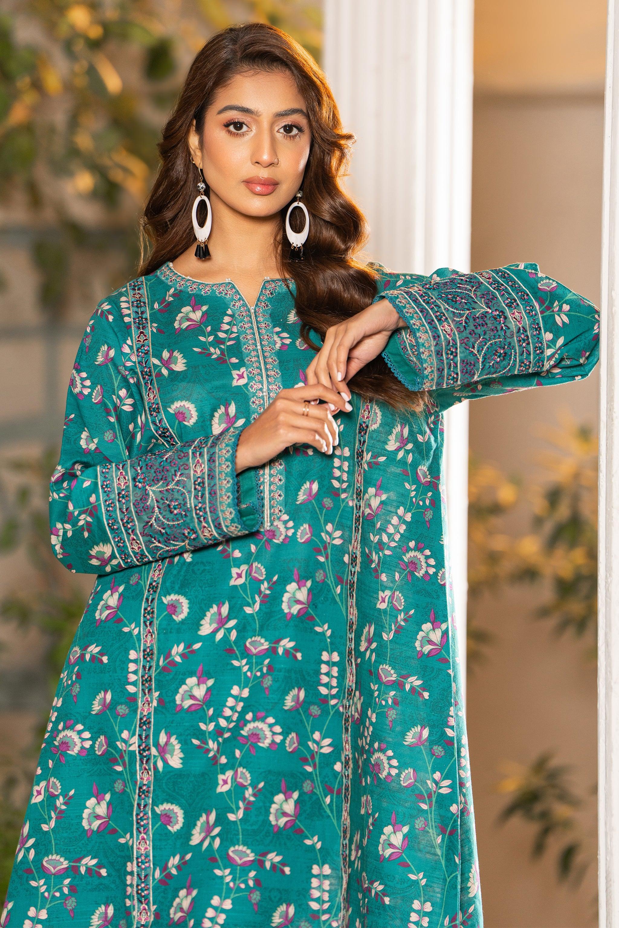 2 Piece Teal Green Unstitched Naps Khaddar - (Vol-31/07/08)2P-W-24-D1 - SAFANOOR