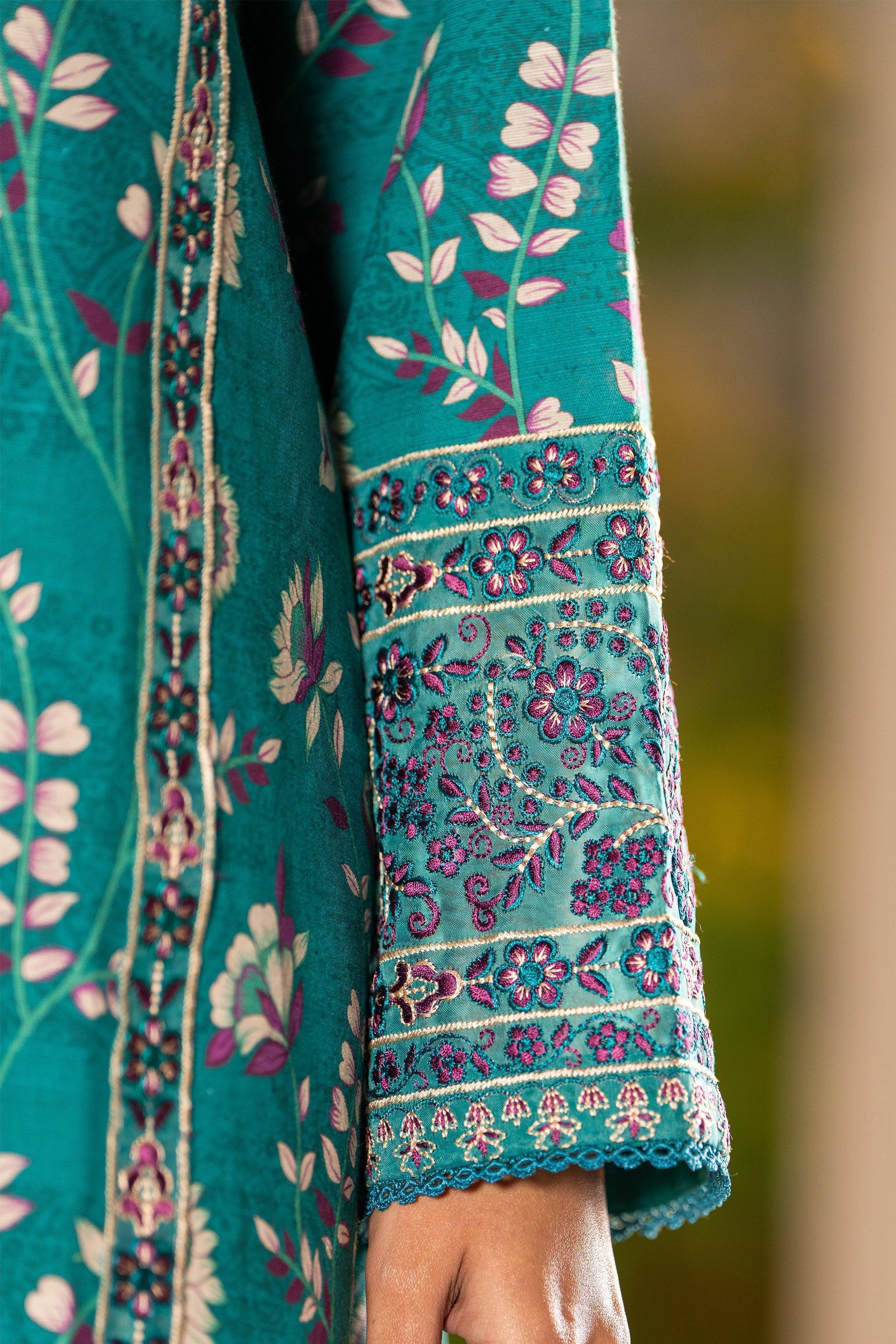 2 Piece Teal Green Unstitched Naps Khaddar - SafaNoor