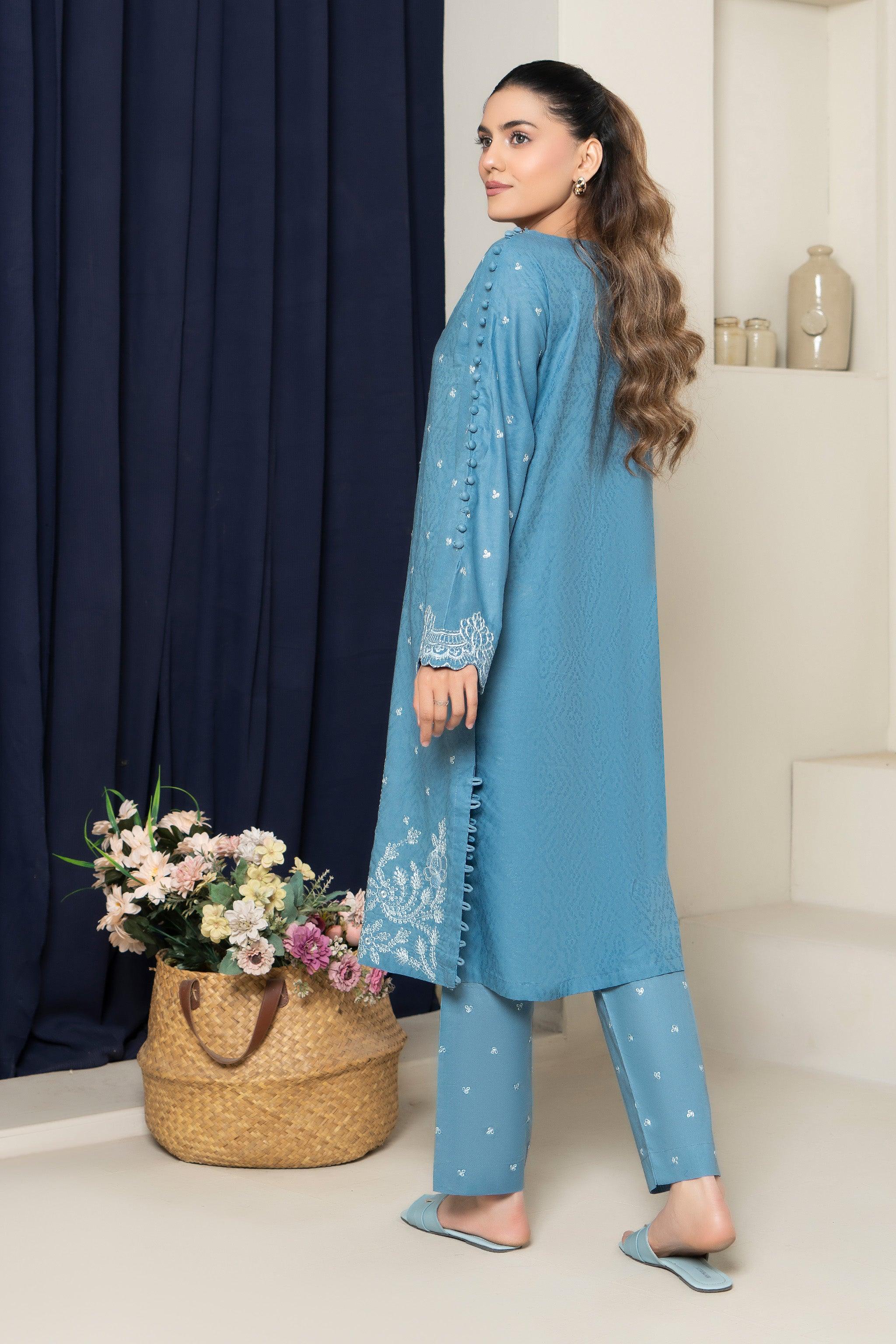2 Piece Unstitched Blue Embroidered Lawn - (Vol-36/03)2P-S-25-D2 - SAFANOOR