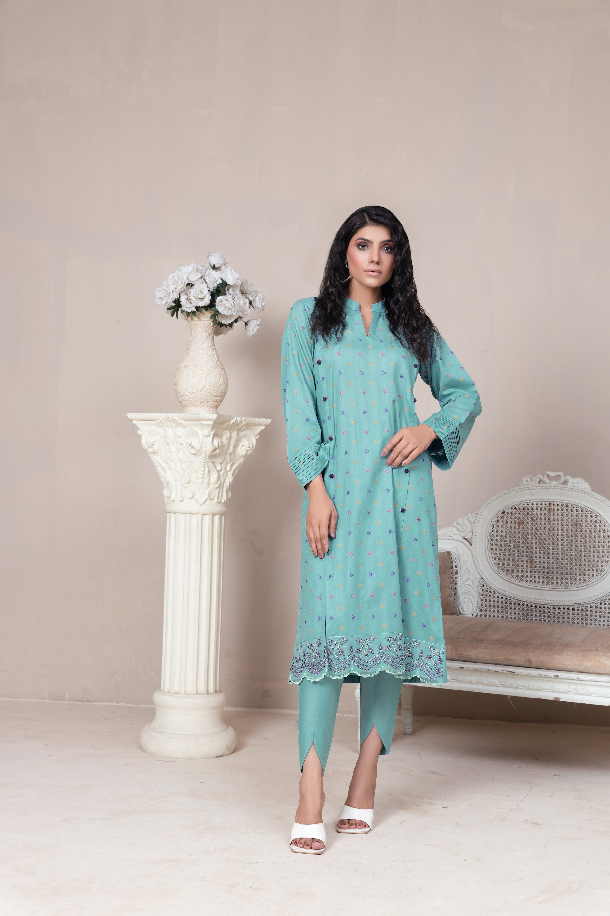 2 Piece Unstitched Blue Jacquard Lawn - (Vol-23/06)2P-S-24-D-8 - SAFANOOR
