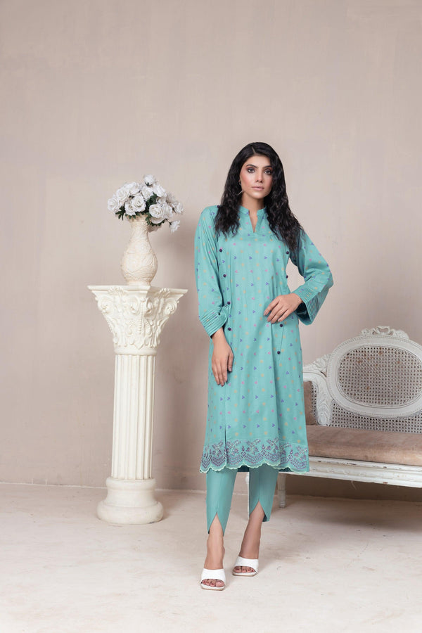 2 Piece Unstitched Blue Jacquard Lawn - SafaNoor