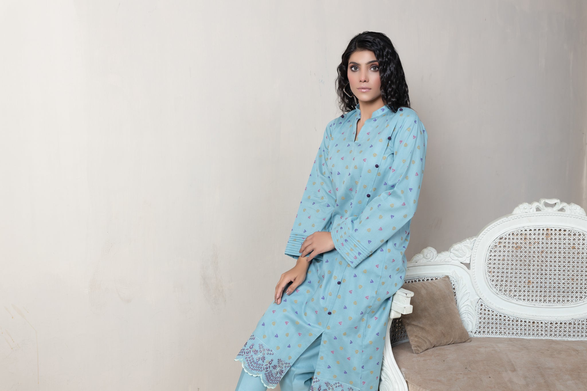 2 Piece Unstitched Blue Jacquard Lawn - (Vol-23/06)2P-S-24-D-8 - SAFANOOR