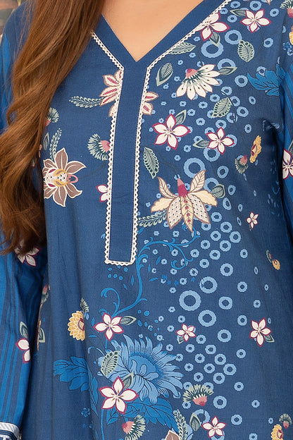 2 Piece Unstitched Blue Printed Cotton - (Vol-42/05)D-8 - SAFANOOR