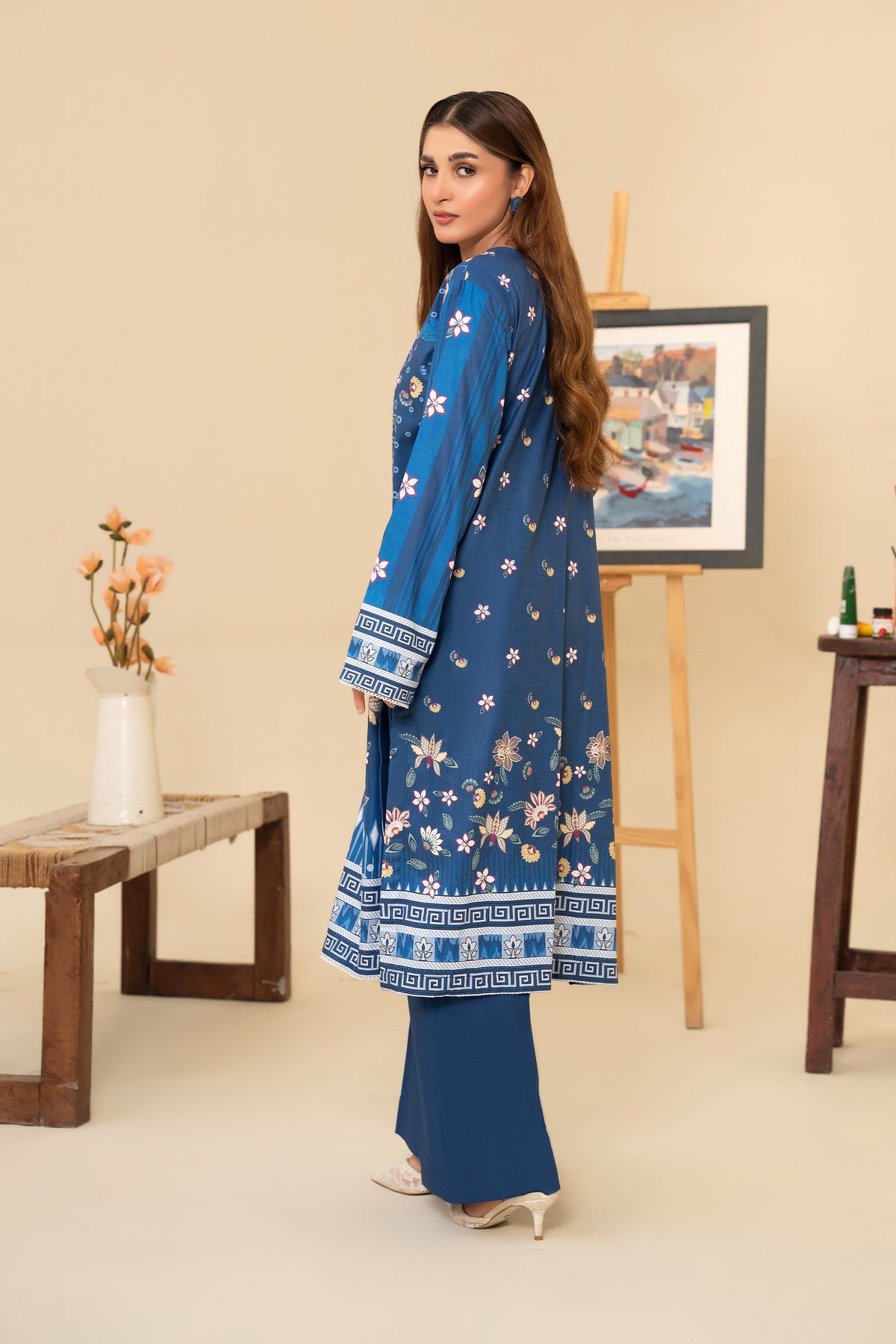 2 Piece Unstitched Blue Printed Cotton - (Vol-42/05)D-8 - SAFANOOR