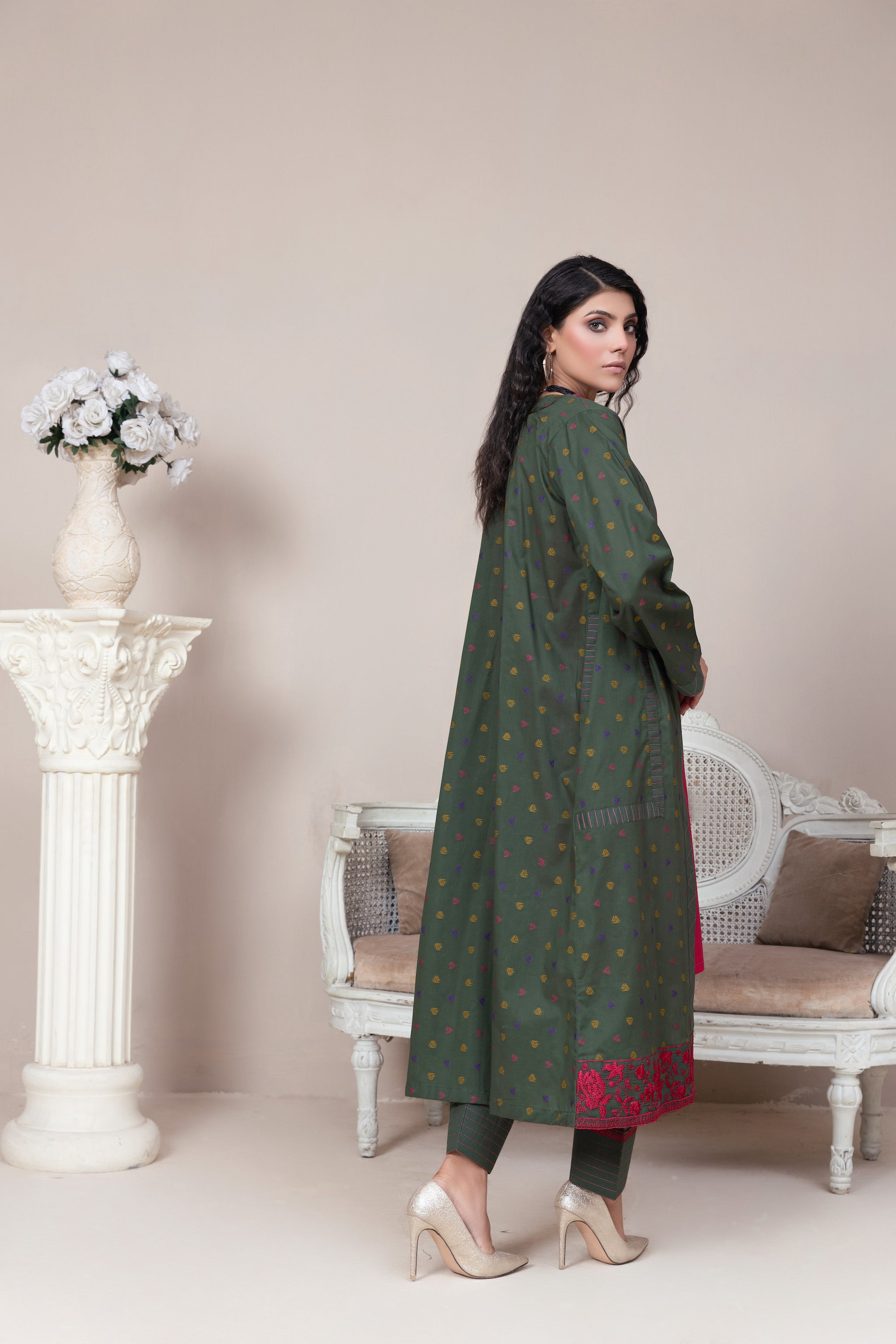 2 Piece Unstitched Bottle Green Jacquard Lawn - (Vol-23/06)2P-S-24-D-7 - SAFANOOR