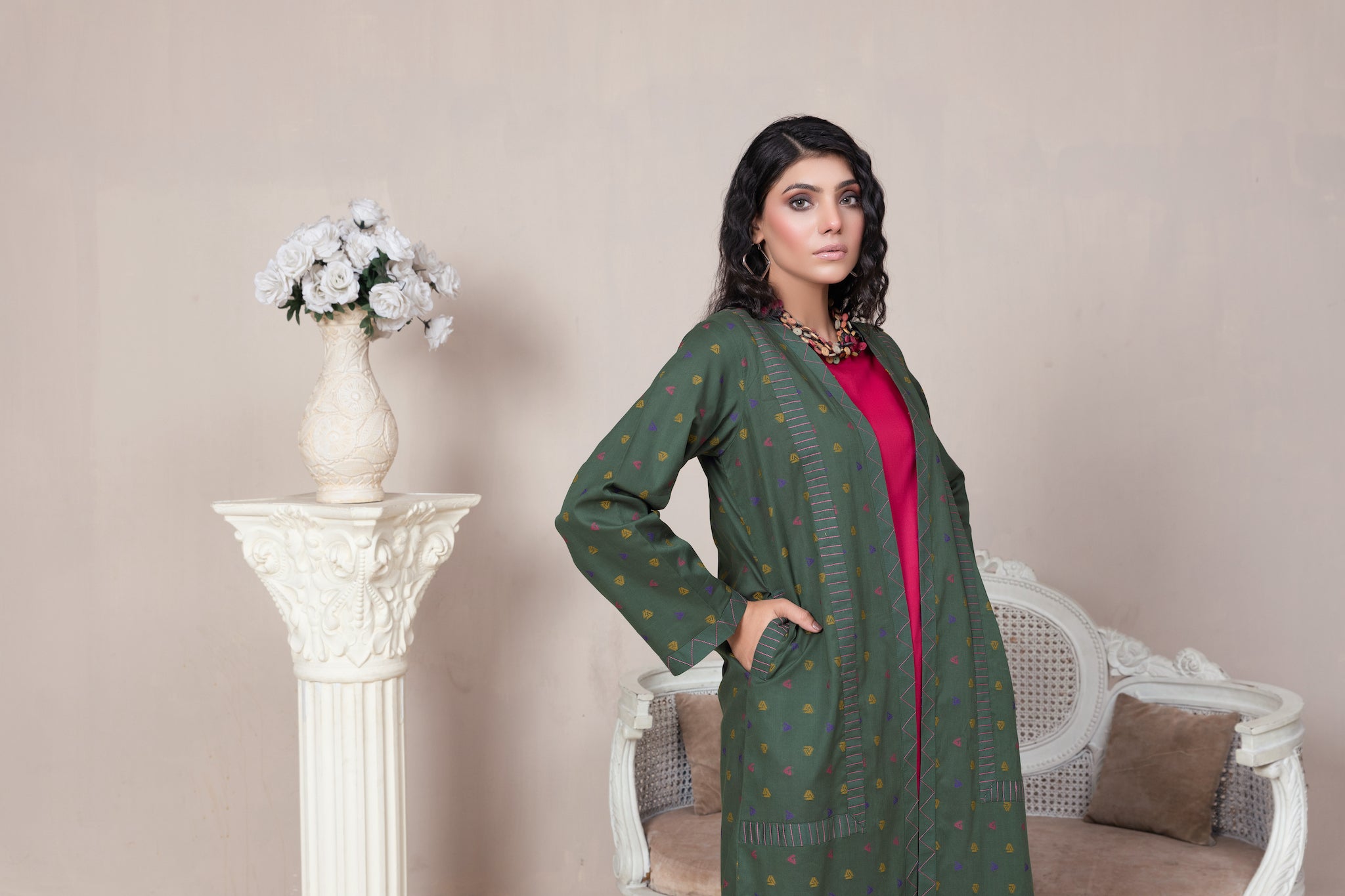 2 Piece Unstitched Bottle Green Jacquard Lawn - (Vol-23/06)2P-S-24-D-7 - SAFANOOR