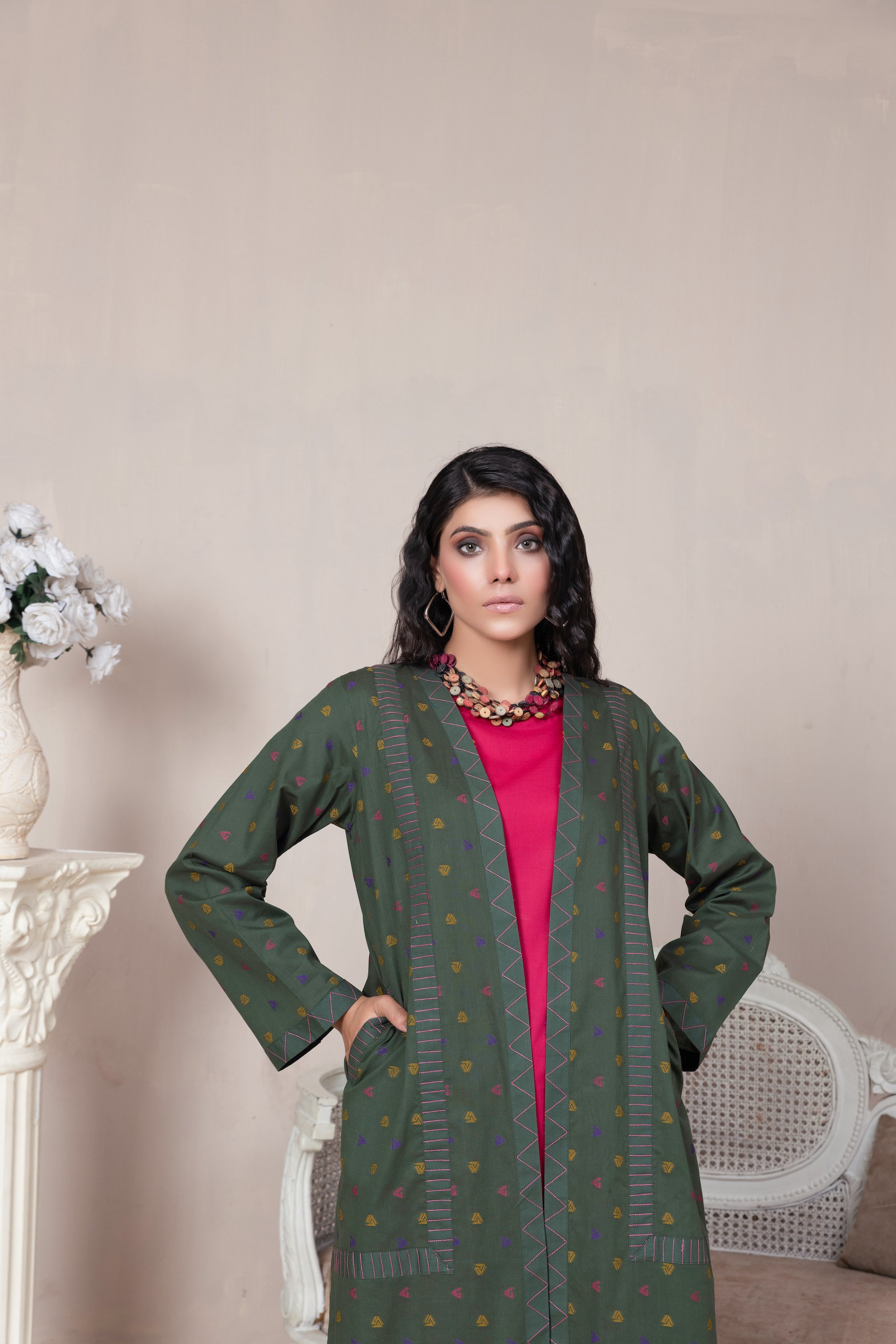 2 Piece Unstitched Bottle Green Jacquard Lawn - (Vol-23/06)2P-S-24-D-7 - SAFANOOR