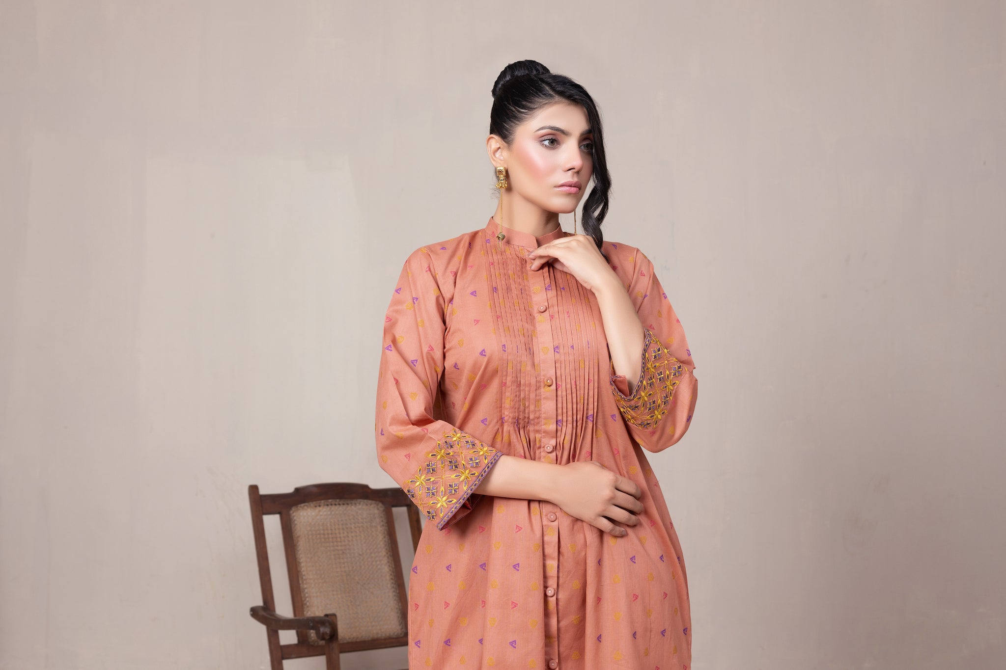 2 Piece Unstitched Brown Jacquard Lawn - (Vol-23/06)2P-S-24-D-11 - SAFANOOR