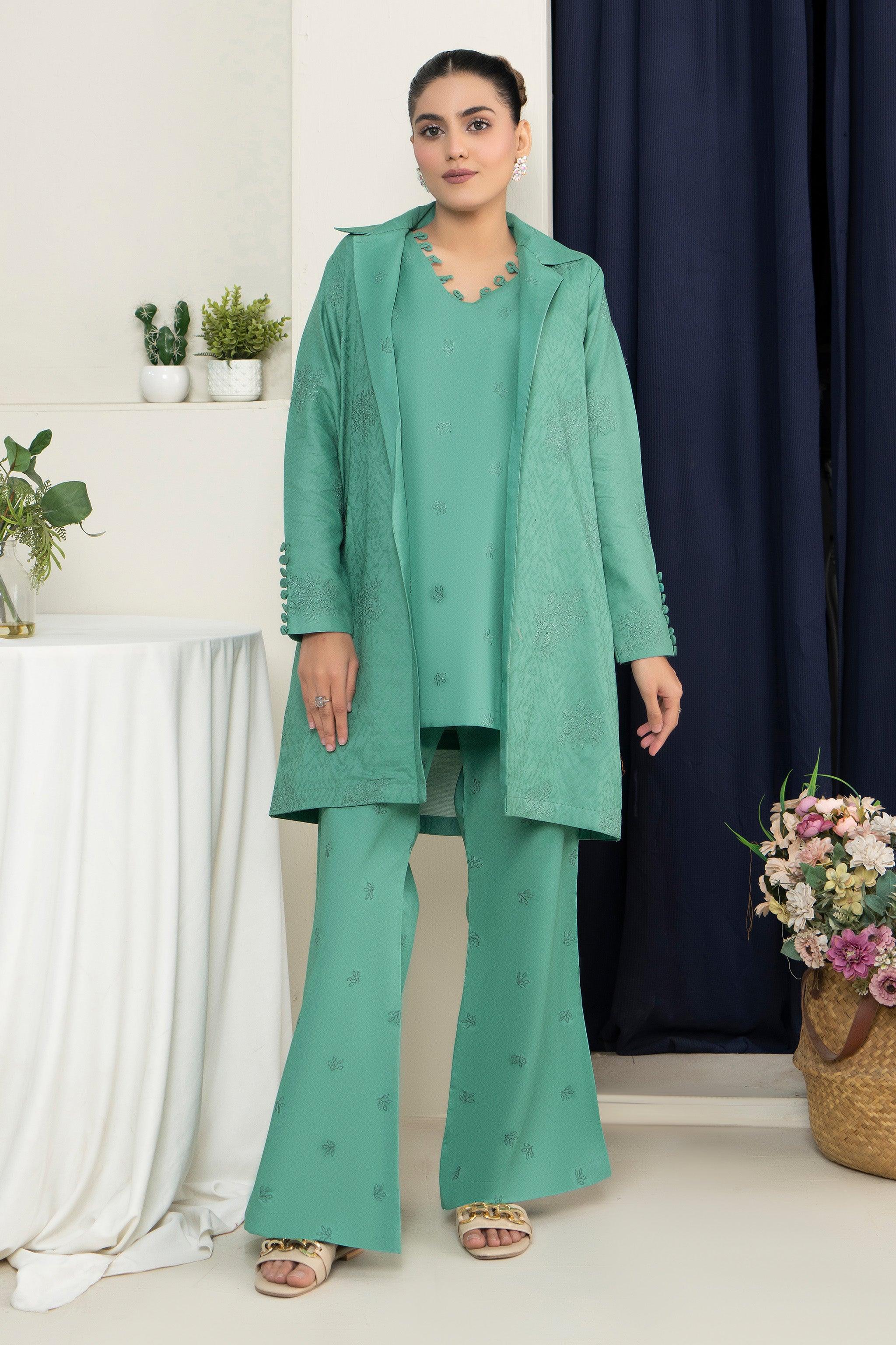 2 Piece Unstitched Dark Cyan Embroidered Lawn - (Vol-36/03)2P-S-25-D10 - SAFANOOR