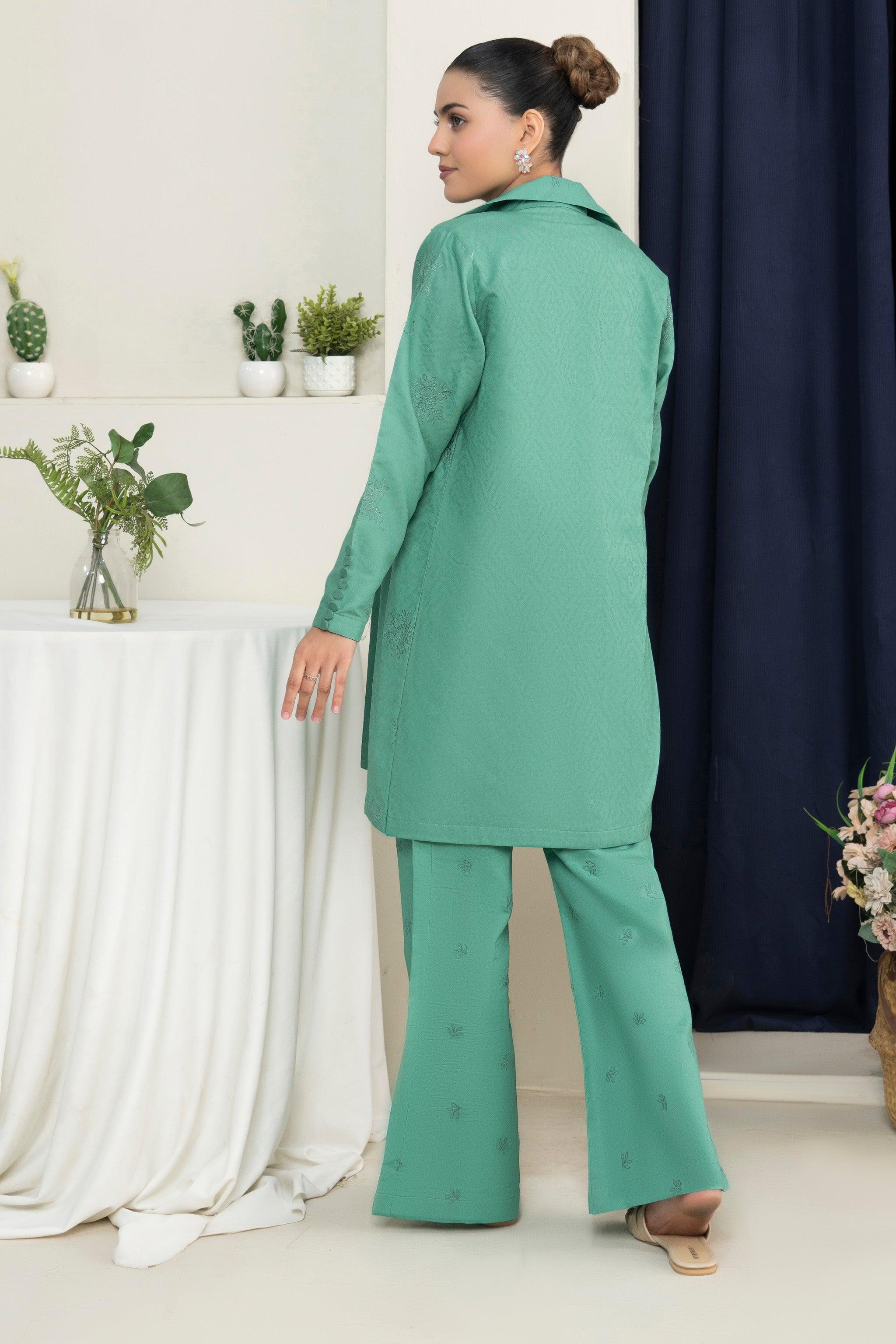 2 Piece Unstitched Dark Cyan Embroidered Lawn - (Vol-36/03)2P-S-25-D10 - SAFANOOR