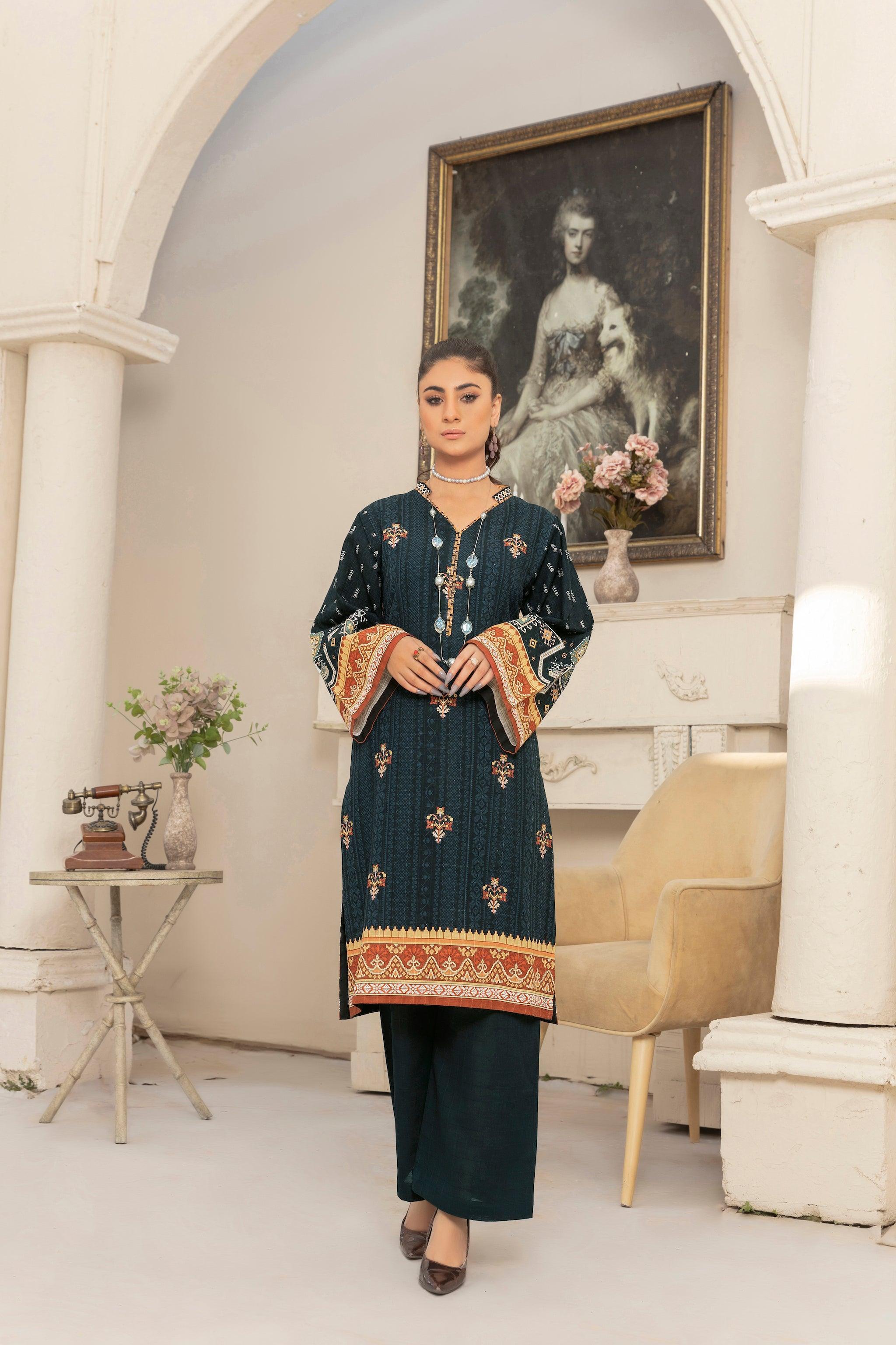 2 Piece Unstitched Dark Grey Needle Khaddar - (Vol-22/11)2P-W-23-D-7 - SAFANOOR
