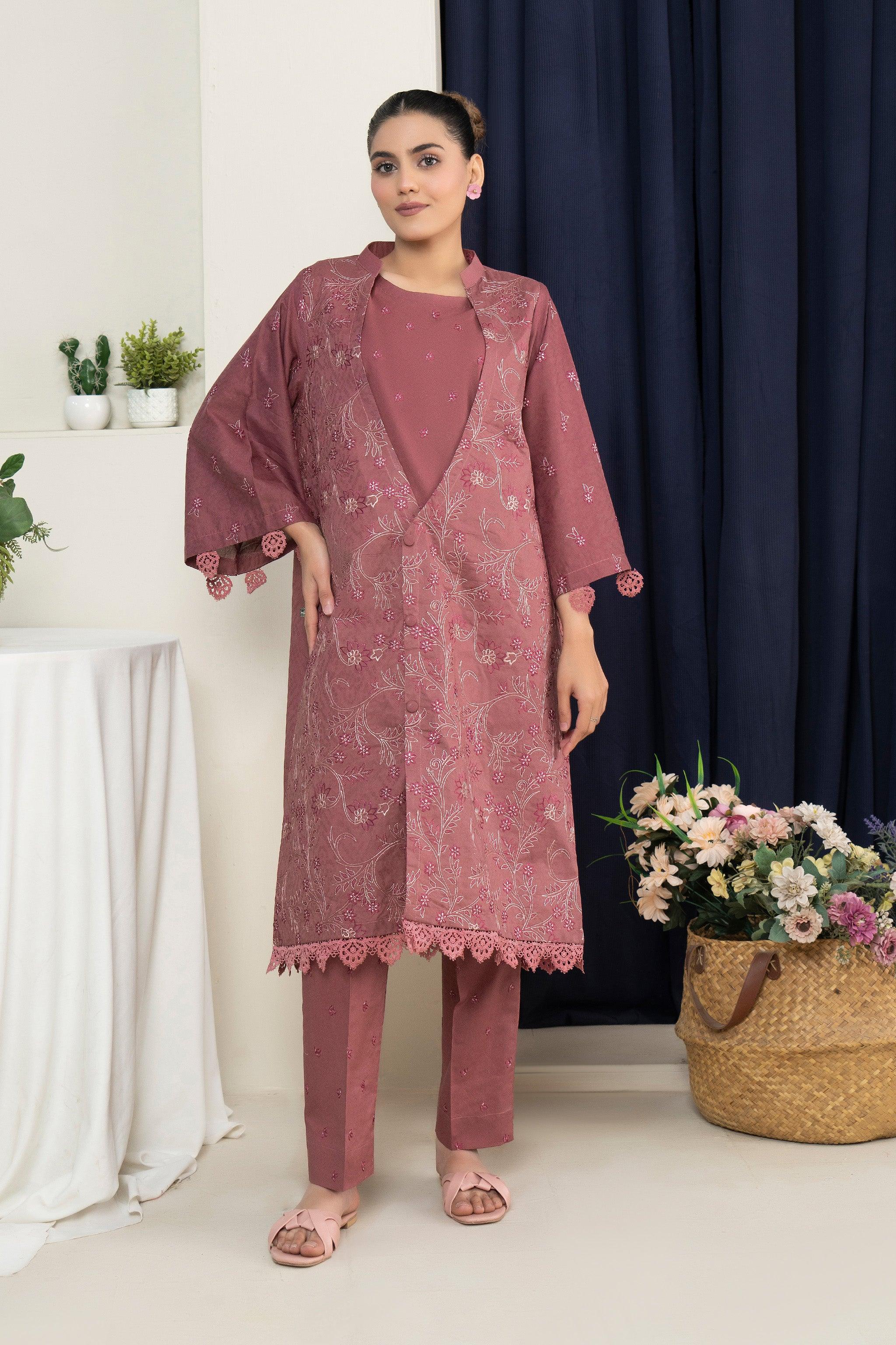 2 Piece Unstitched Dusky Pink Embroidered Lawn - (Vol-36/03)2P-S-25-D3 - SAFANOOR