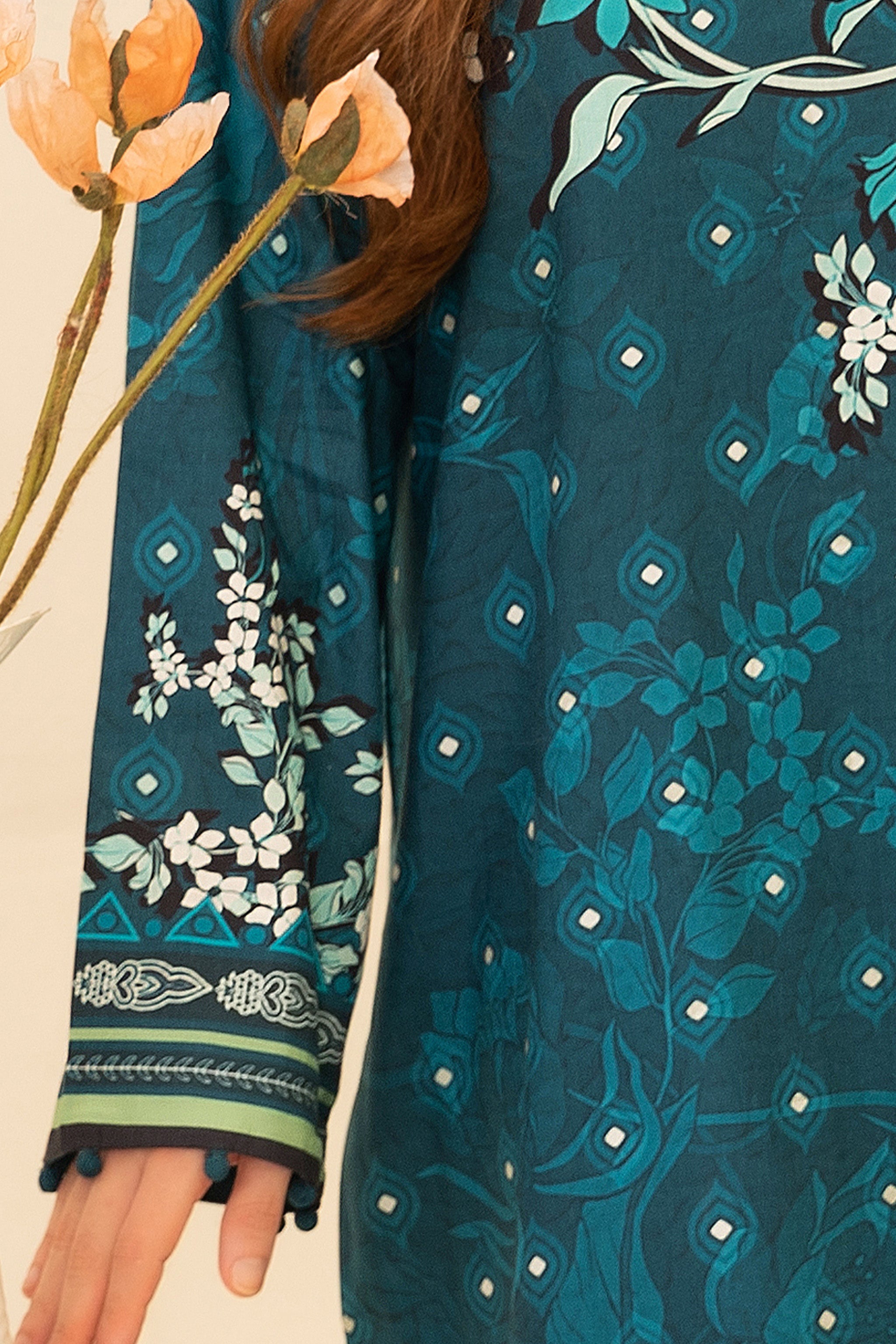 2 Piece Unstitched Green Printed Cotton - (Vol-42/05)D-10 - SAFANOOR