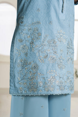 2 Piece Unstitched Ice Blue Embroidered Lawn - (Vol-36/03)2P-S-25-D1 - SAFANOOR