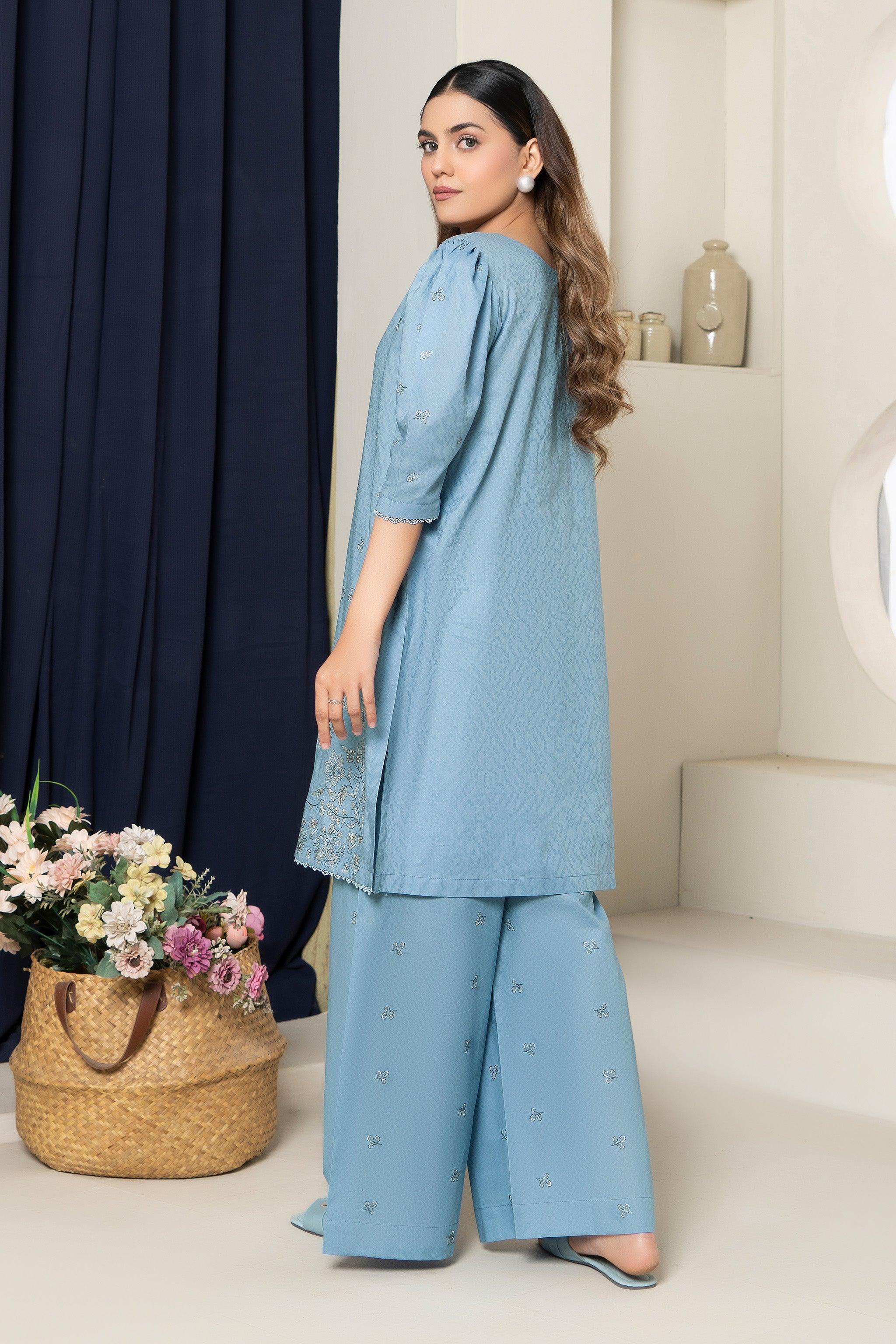 2 Piece Unstitched Ice Blue Embroidered Lawn - (Vol-36/03)2P-S-25-D1 - SAFANOOR