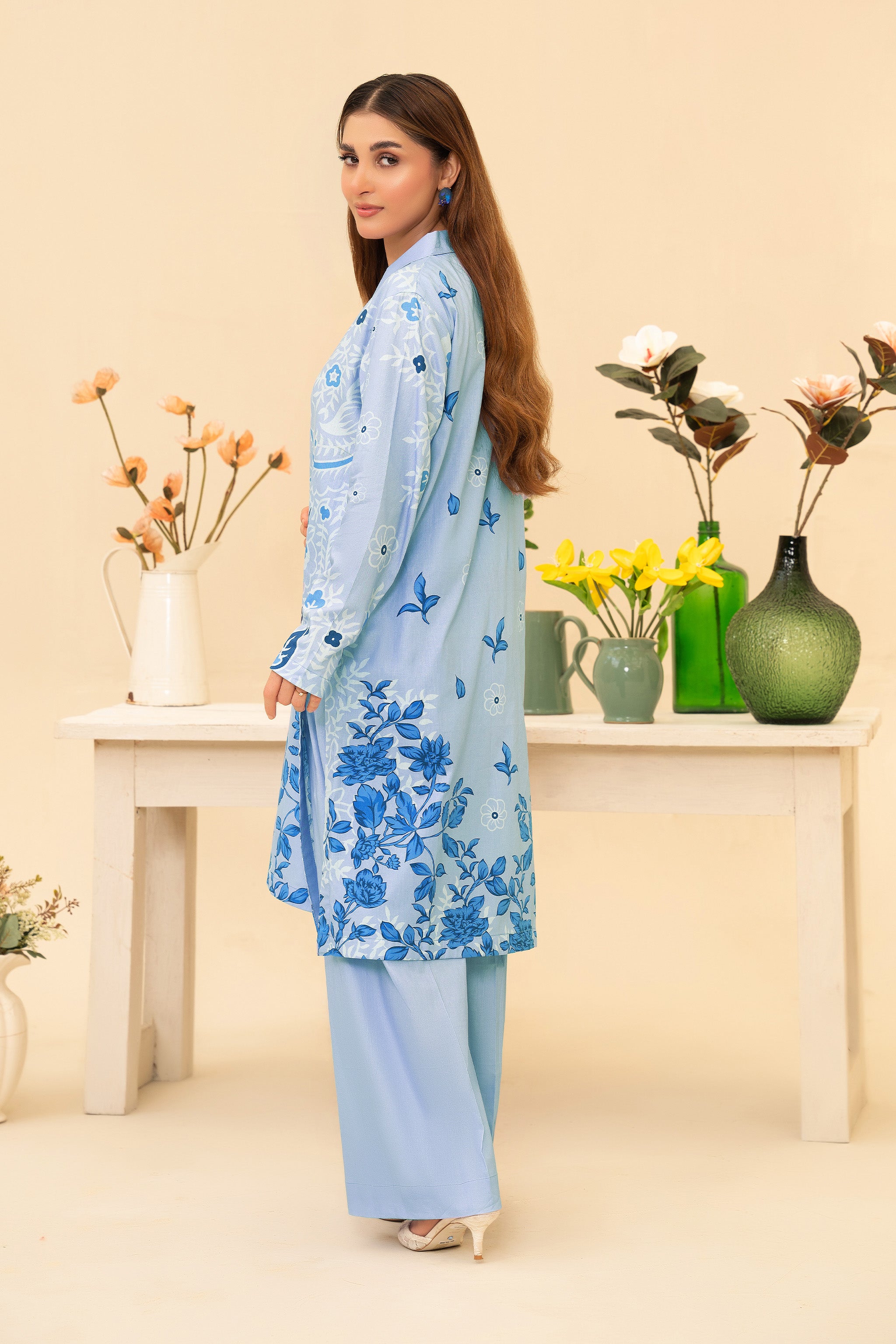 2 Piece Unstitched Ice Blue Printed Cotton - (Vol-42/05)D-1 - SAFANOOR
