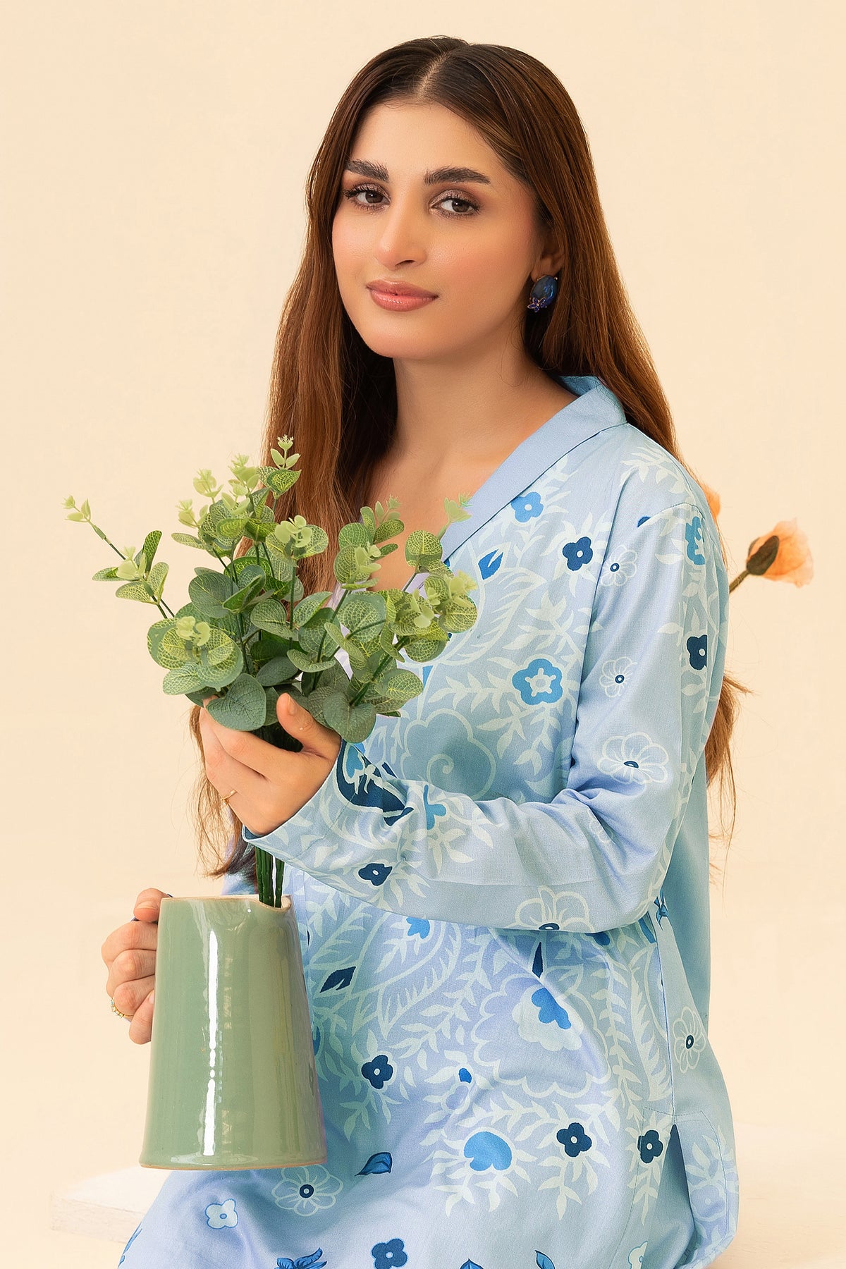 2 Piece Unstitched Ice Blue Printed Cotton - (Vol-42/05)D-1 - SAFANOOR Main image