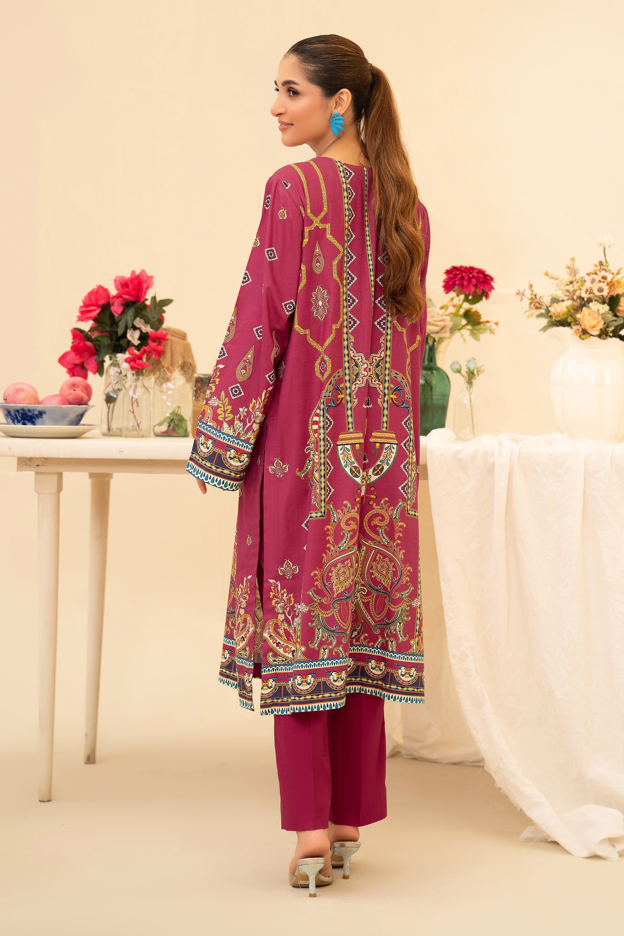 2 Piece Unstitched Maroon Printed Cotton Secondary image