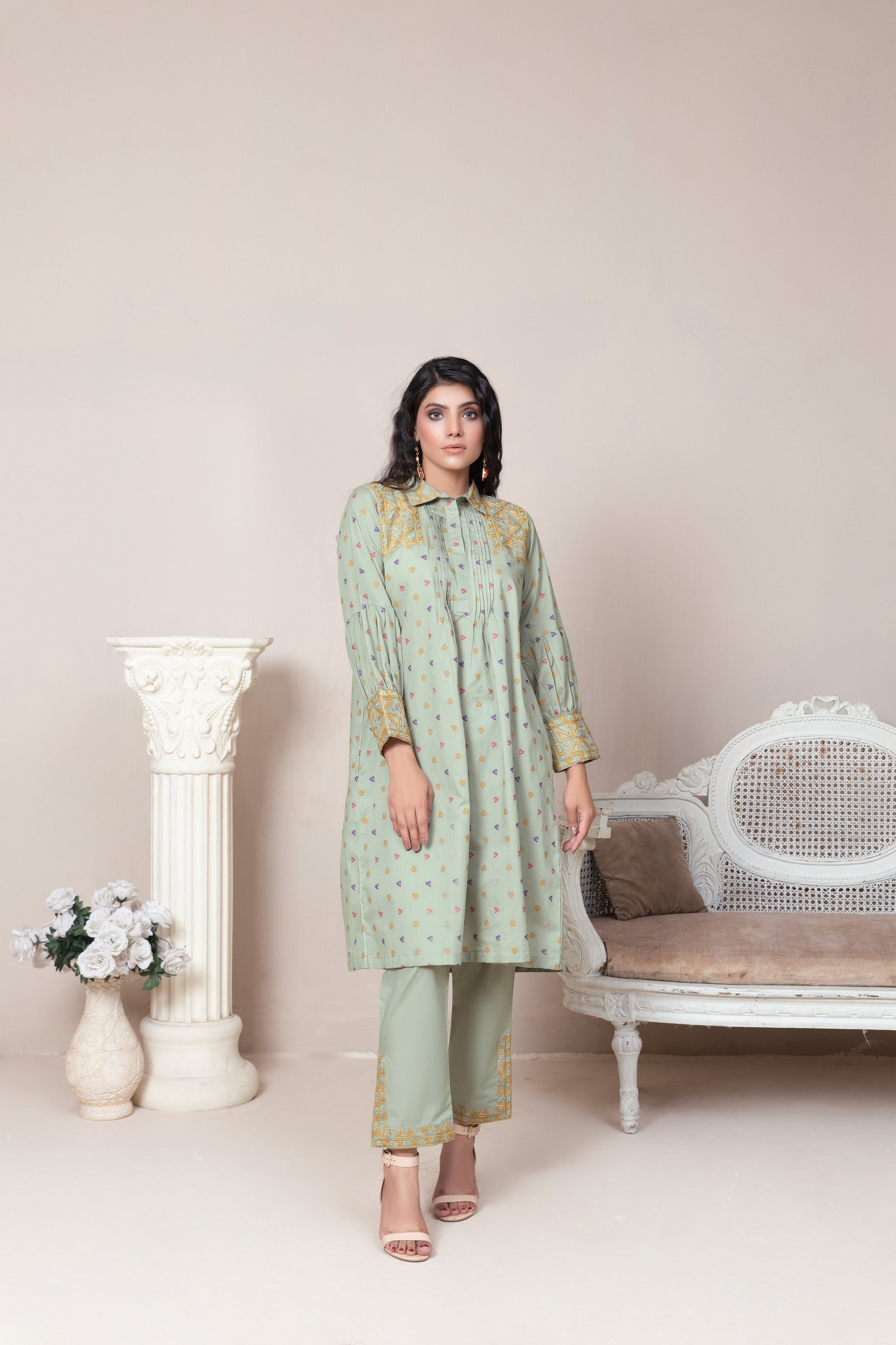 2 Piece Unstitched Pistachio Jacquard Lawn - (Vol-23/06)2P-S-24-D-6 - SAFANOOR