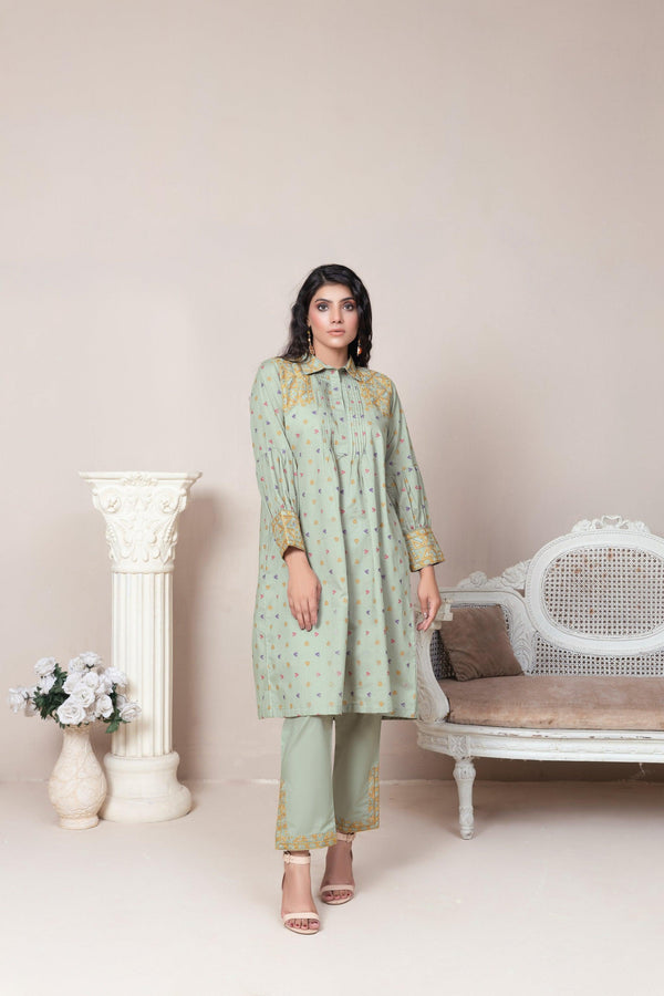 2 Piece Unstitched Pistachio Jacquard Lawn - SafaNoor